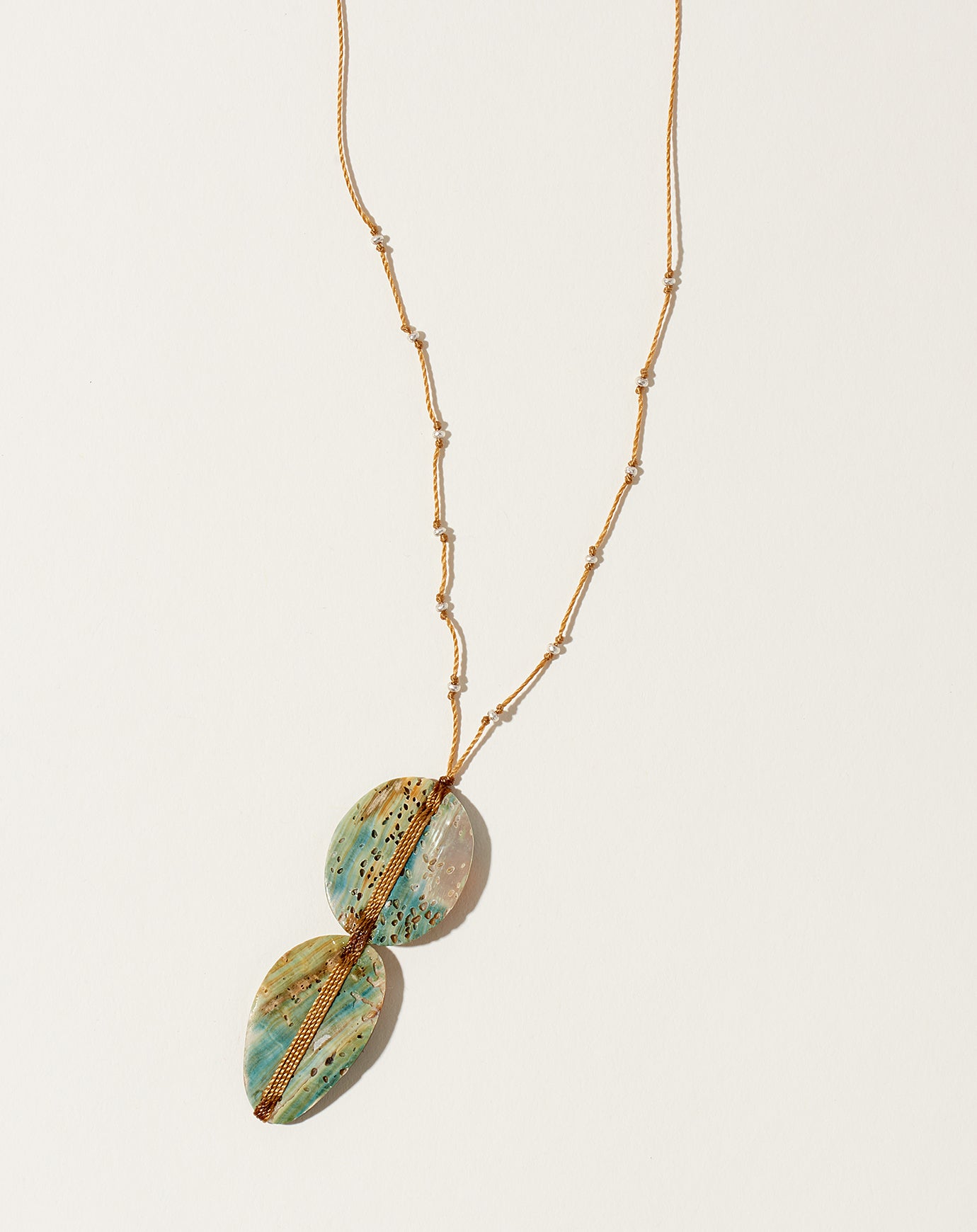 See Real Flowers Woven Abalone Necklace