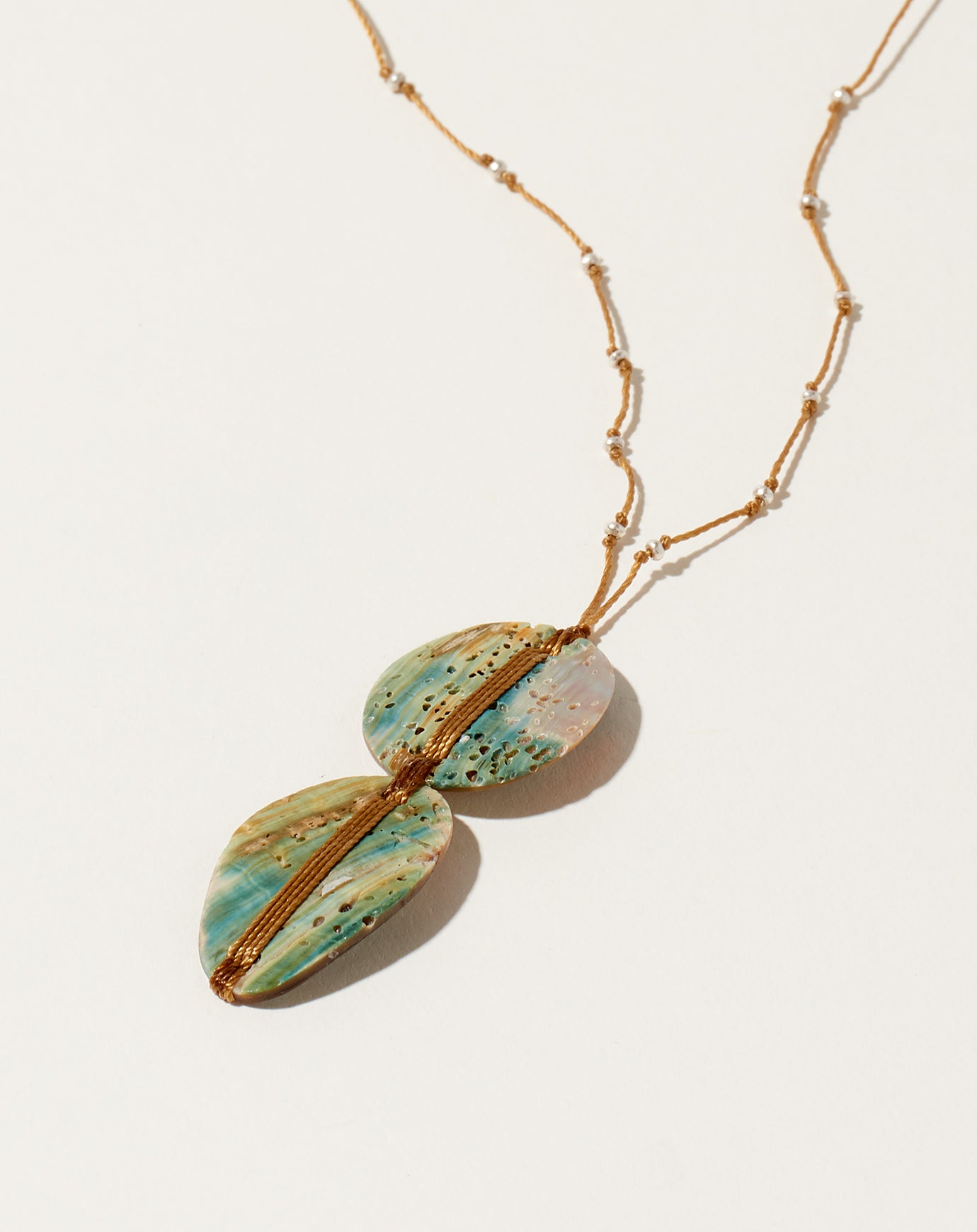 See Real Flowers Woven Abalone Necklace