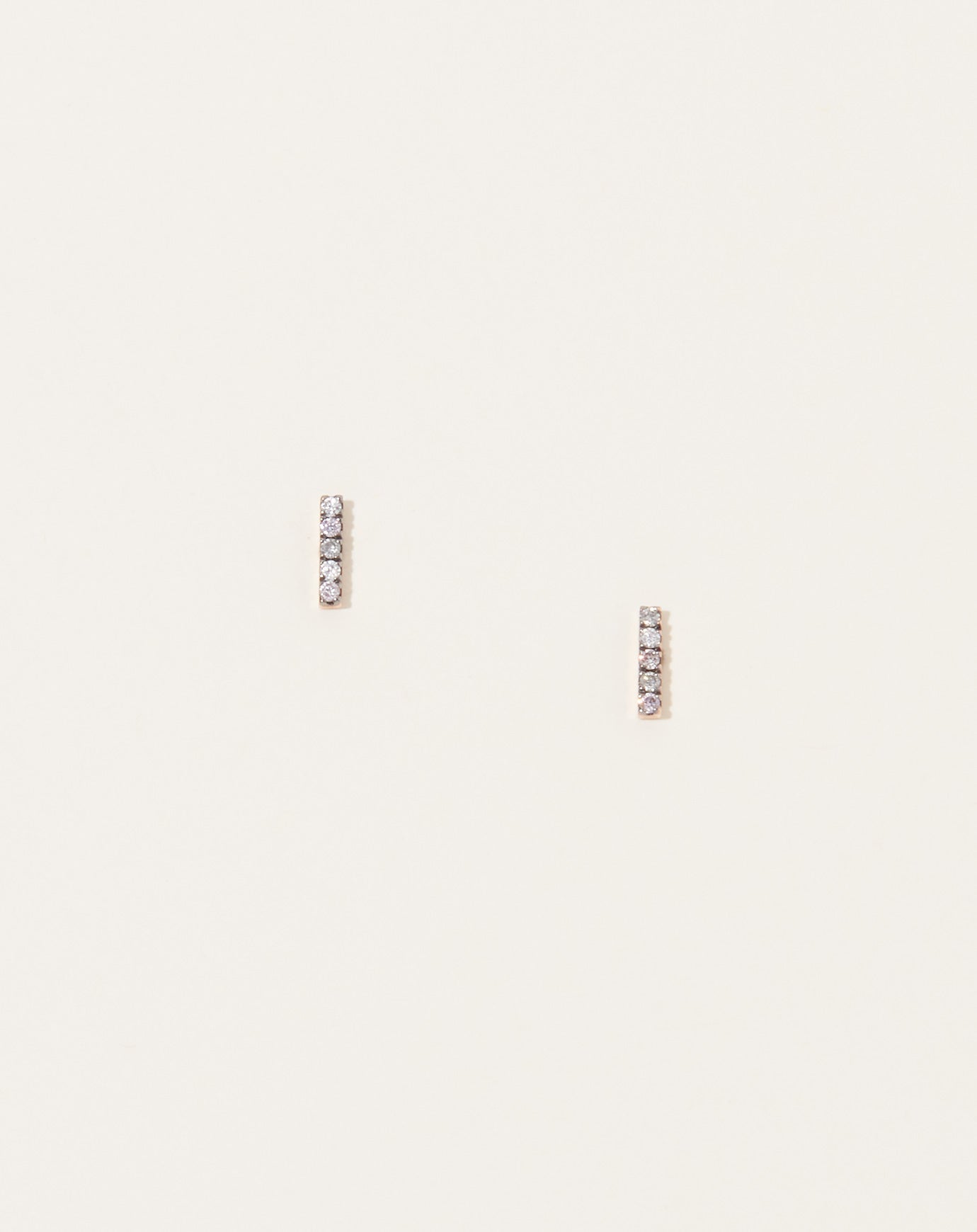 Selin Kent Night Sky Bar Studs with Pink Grey and White Diamonds in 14k Rose Gold