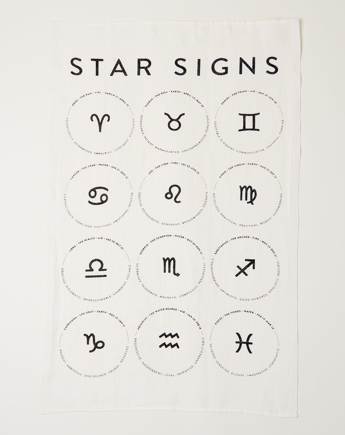 Sir Madam Star Signs Tea Towel