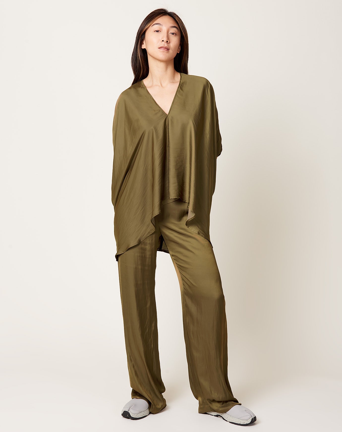 Zero + Maria Cornejo Lena Top in Olive Drift
