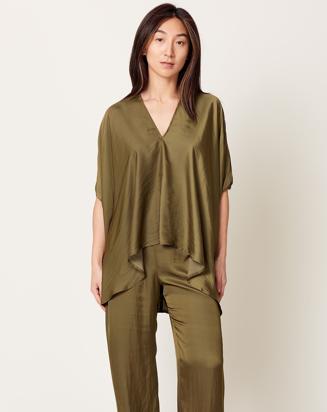 Zero + Maria Cornejo Lena Top in Olive Drift