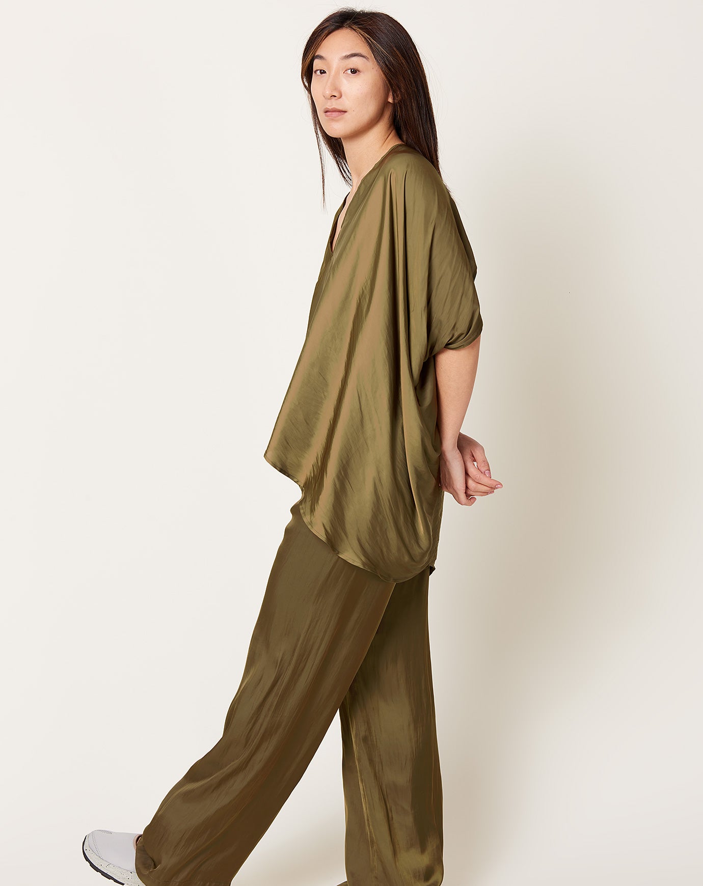 Zero + Maria Cornejo Lena Top in Olive Drift