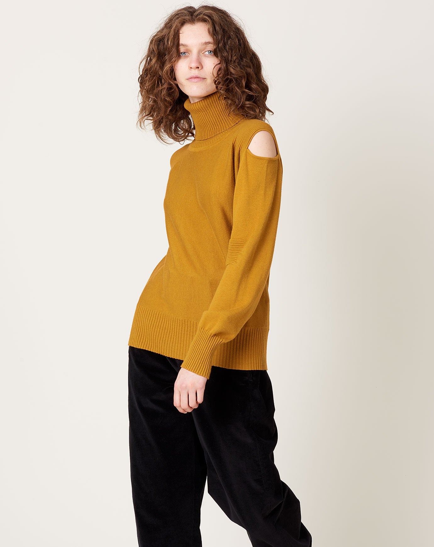 Zero + Maria Cornejo Slash Ruched Rollneck in Tobacco