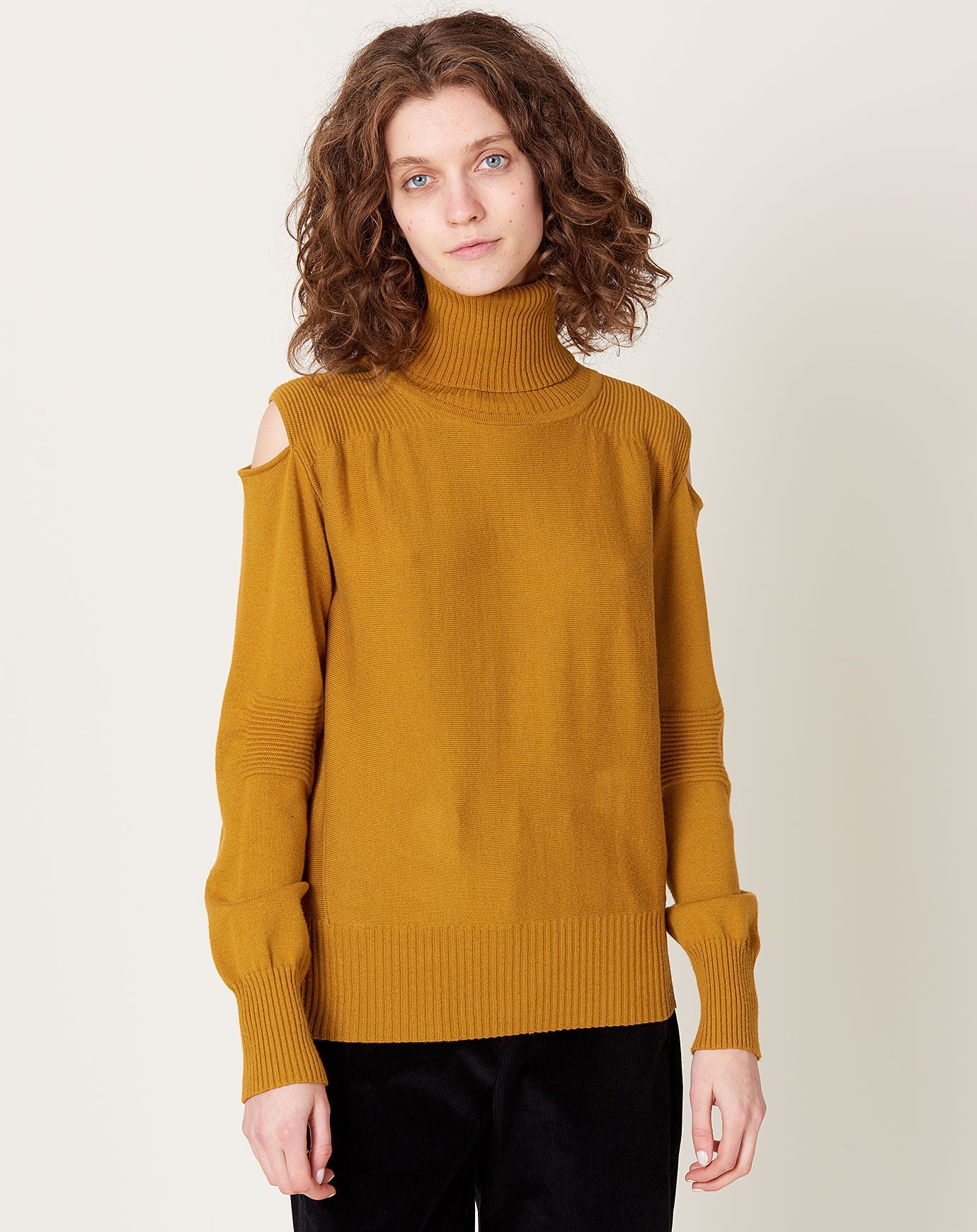 Zero + Maria Cornejo Slash Ruched Rollneck in Tobacco