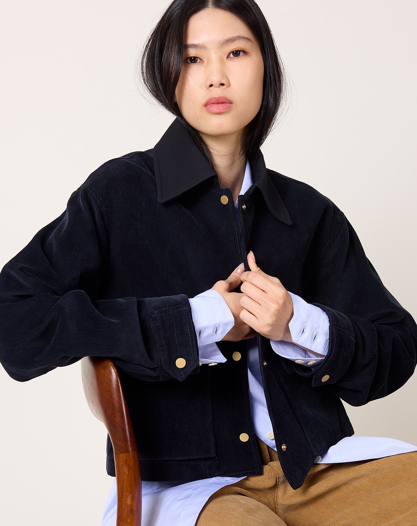 Maria McManus Cropped A-Line Jacket in Navy