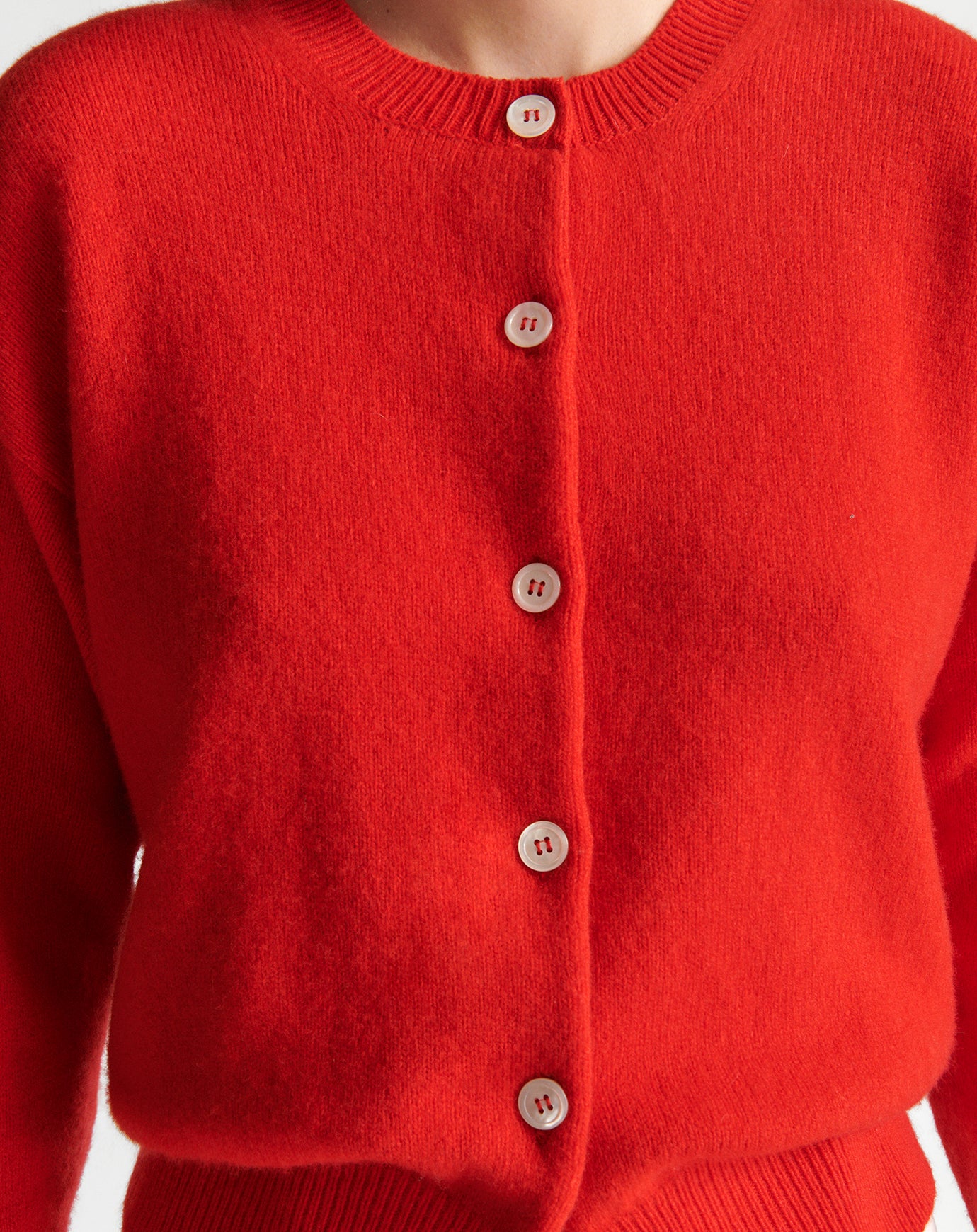 &Daughter Ada Crewneck Cardigan in Poppy Red