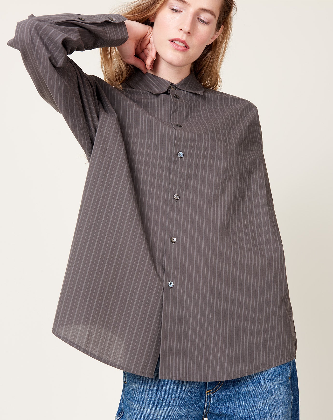 6397 Clean Uniform Shirt in Washed Black Stripe