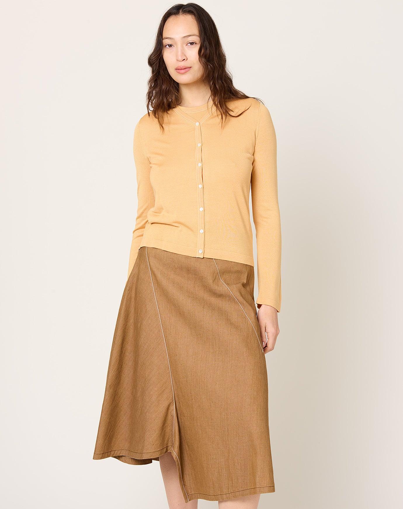 6397 Contrast Stitch Cardigan in Creamsicle