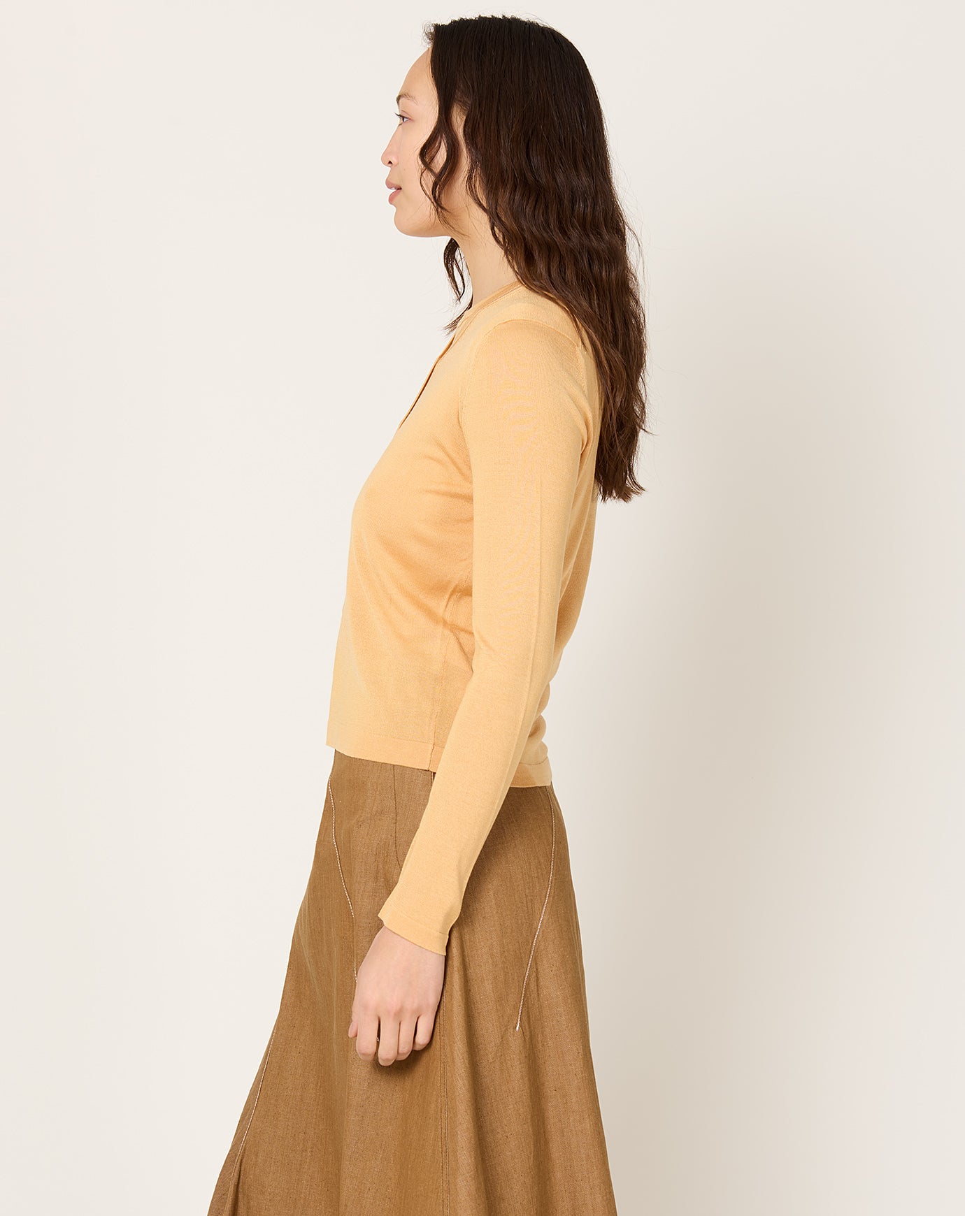 6397 Contrast Stitch Cardigan in Creamsicle