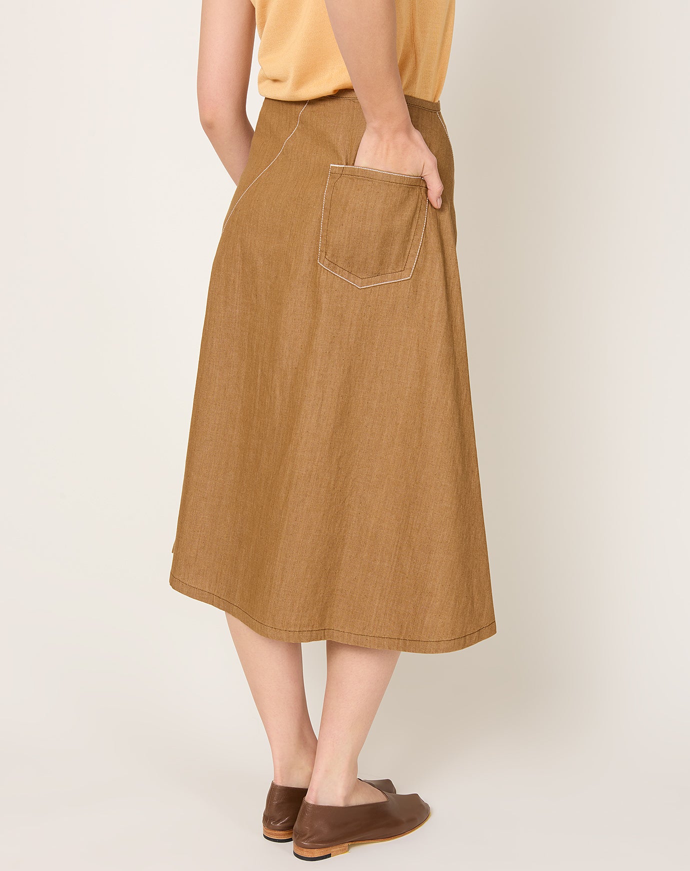 6397 Diagonal Denim Skirt in Tawny