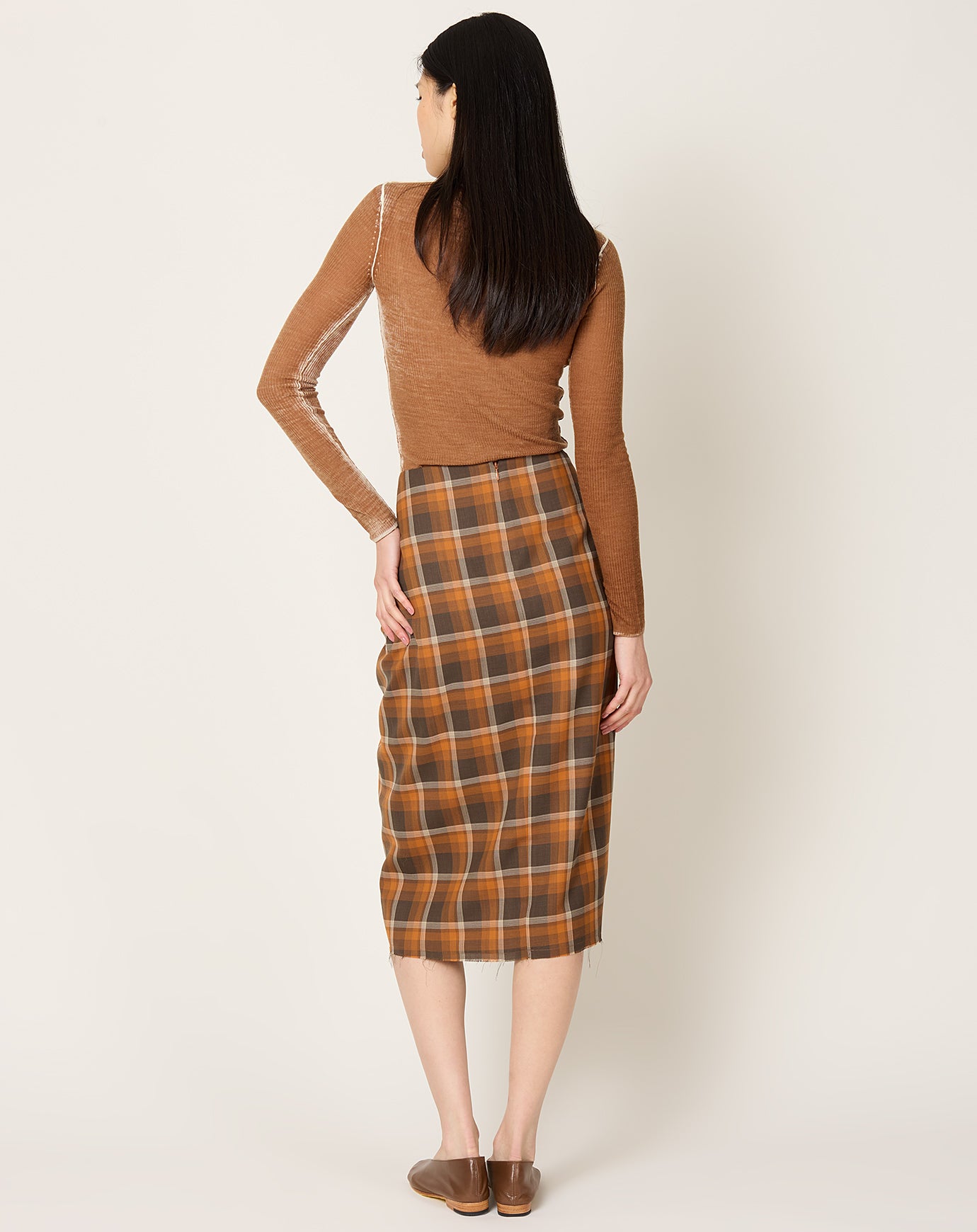 6397 Draped Tartan Skirt in Red Rock