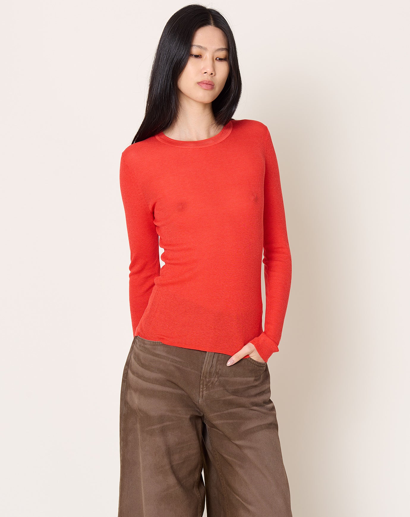6397 L/S Heirloom Tee in Orange Red