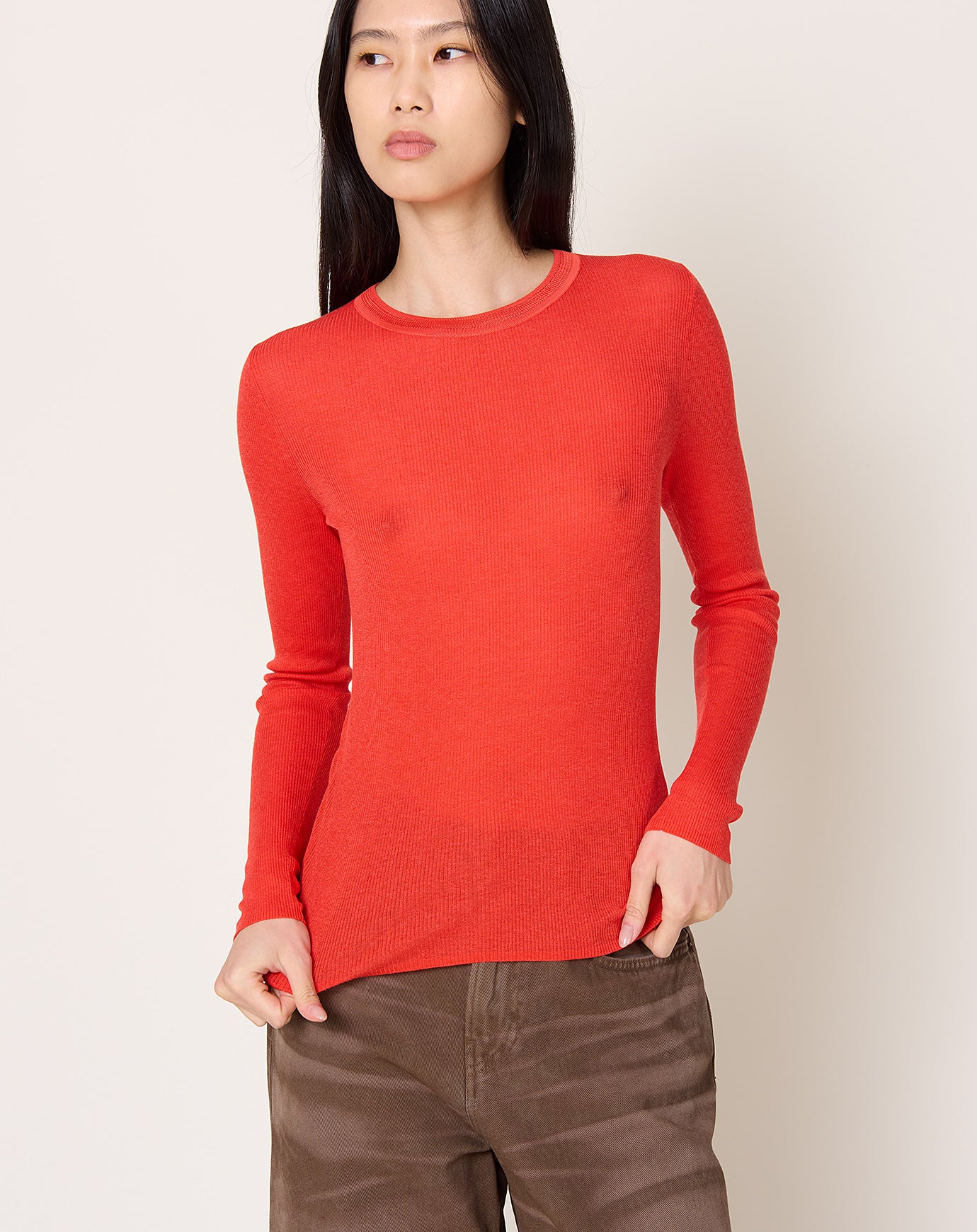 6397 L/S Heirloom Tee in Orange Red