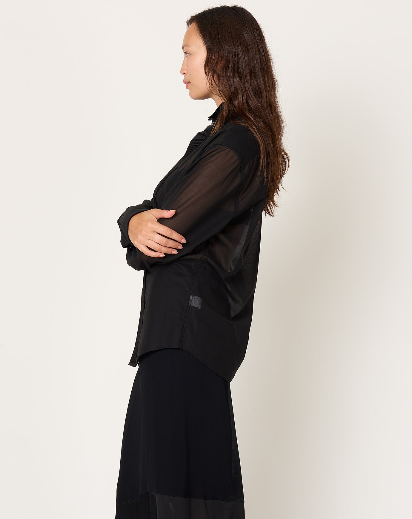 6397 Micro Pleat Formal Shirt in Black