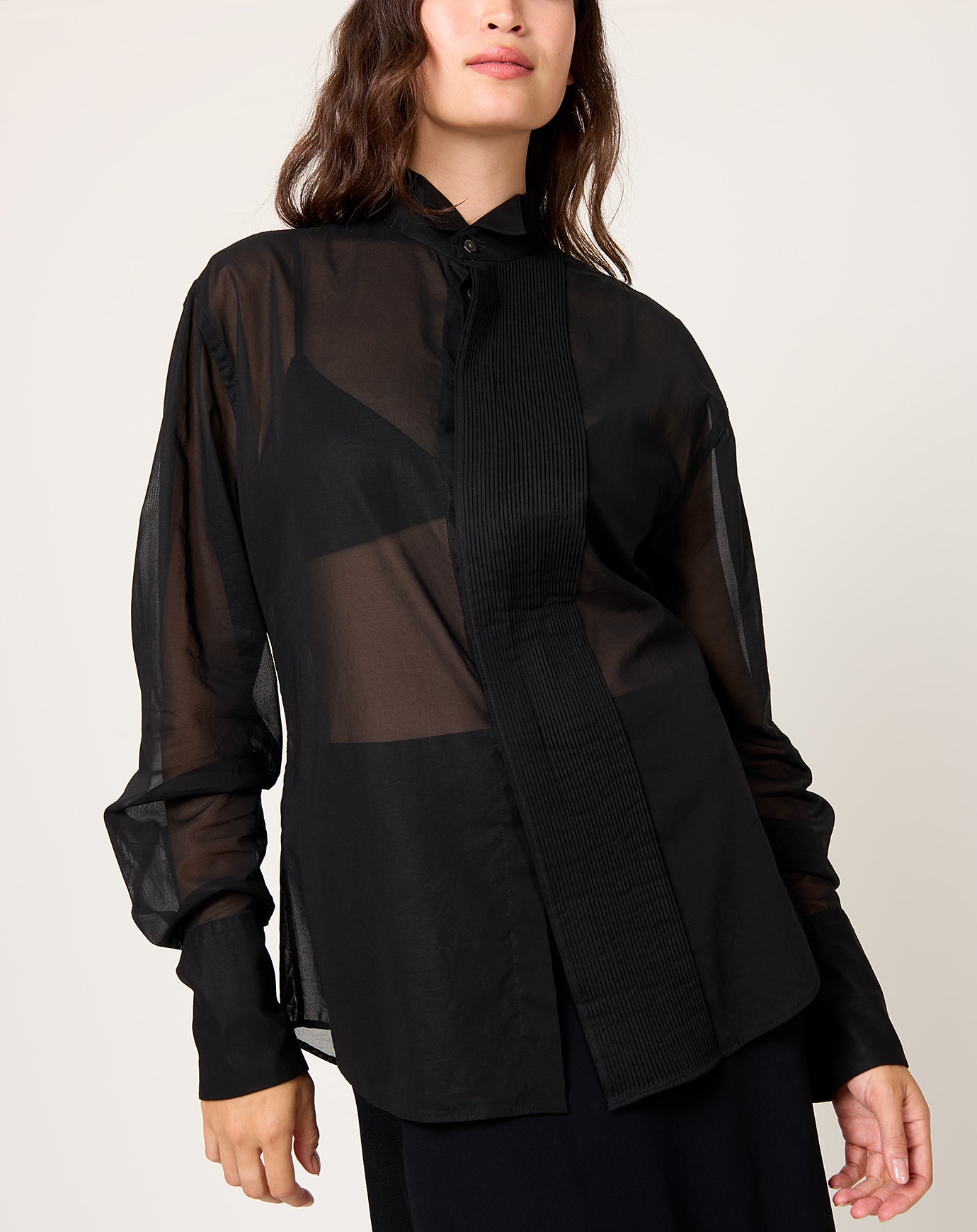 6397 Micro Pleat Formal Shirt in Black