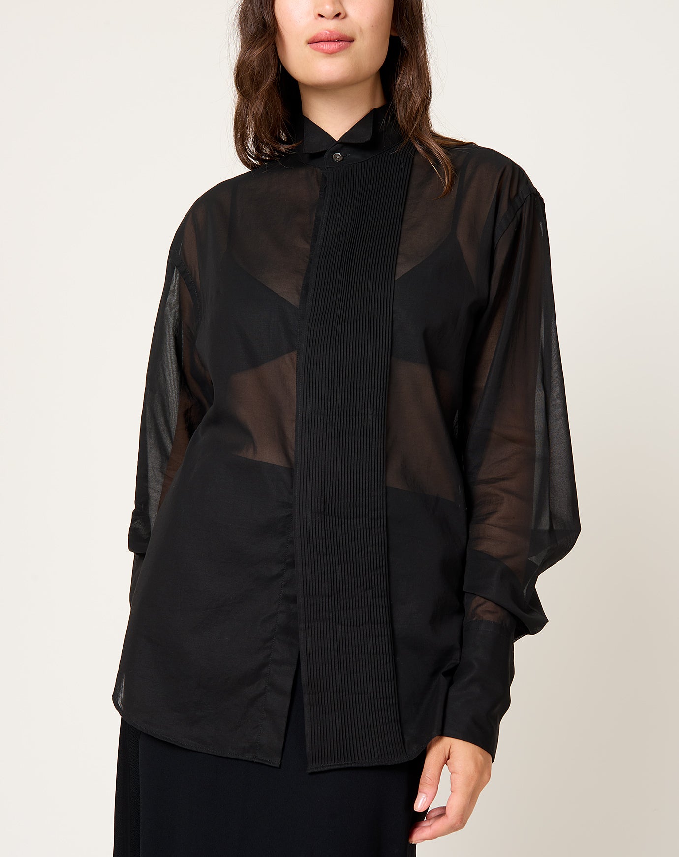 6397 Micro Pleat Formal Shirt in Black