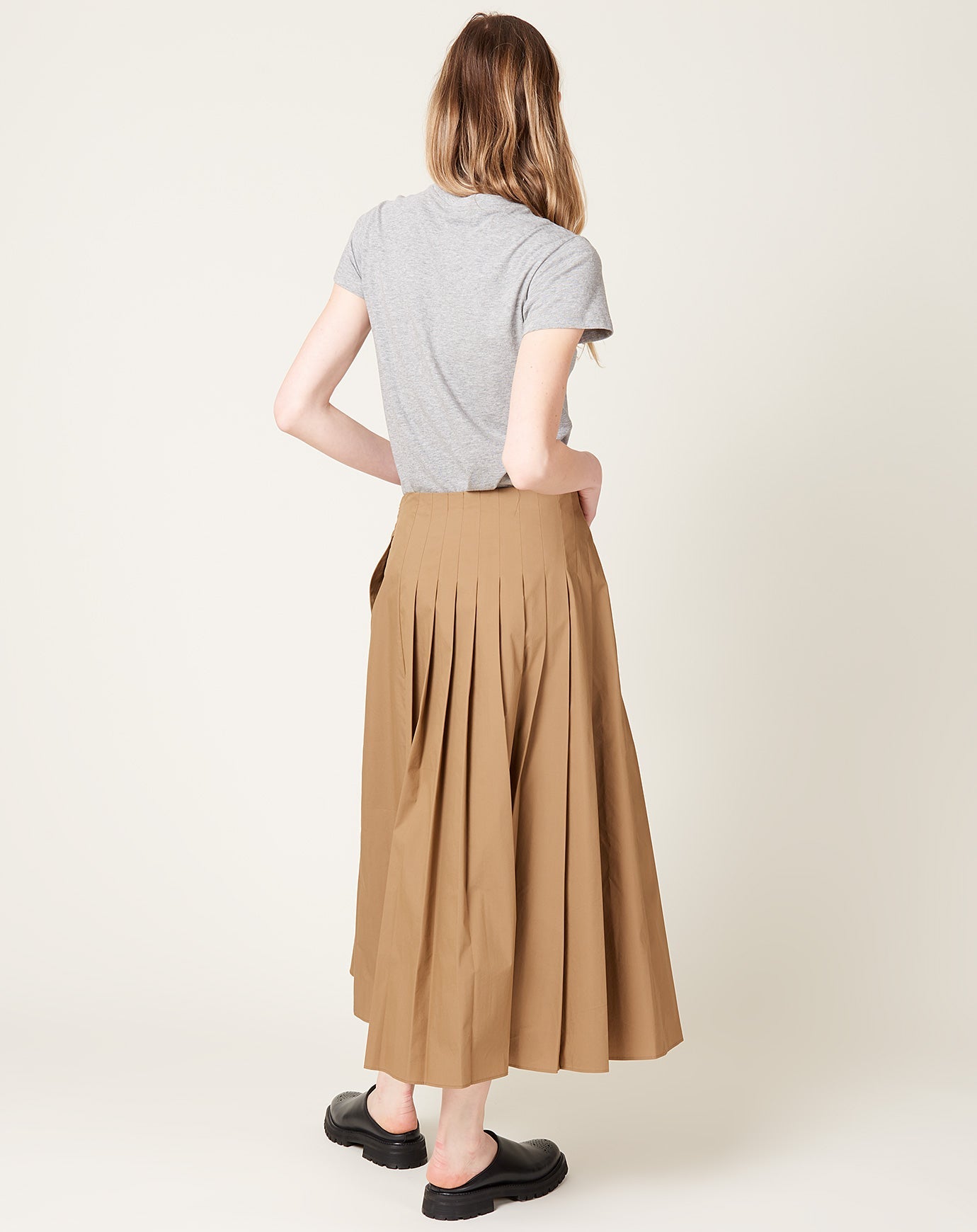 6397 Pleated Wrap Skirt in Khaki