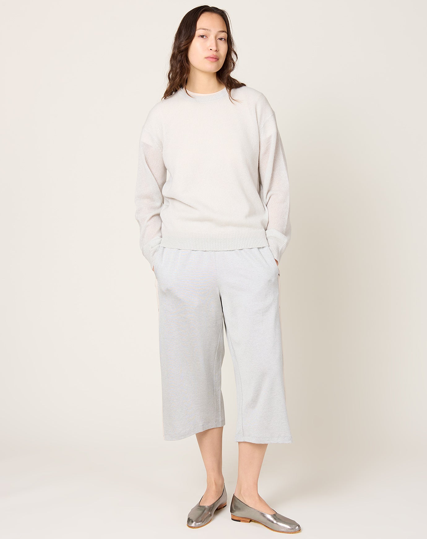 6397 Sheer Crew Neck in Stone