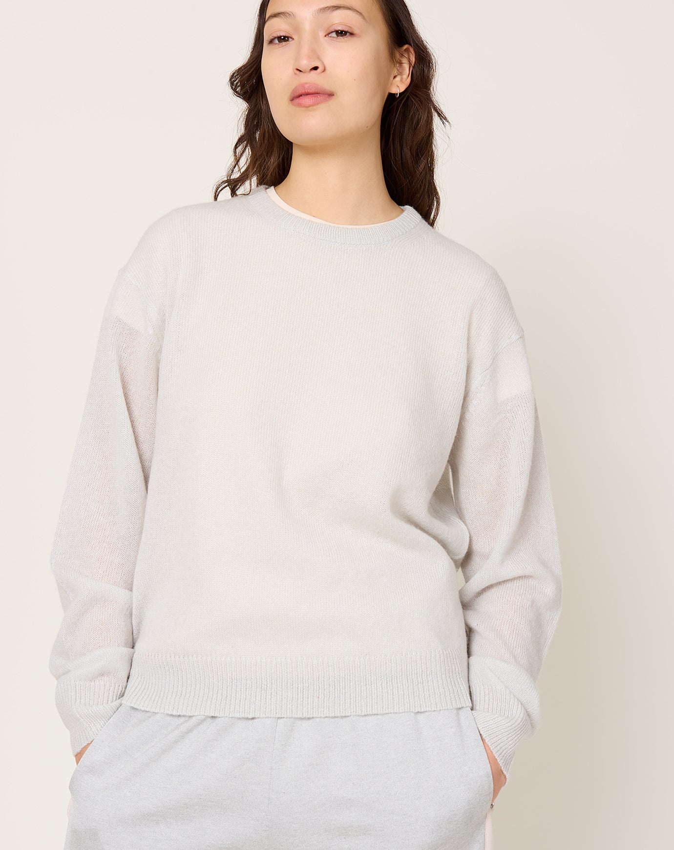 6397 Sheer Crew Neck in Stone