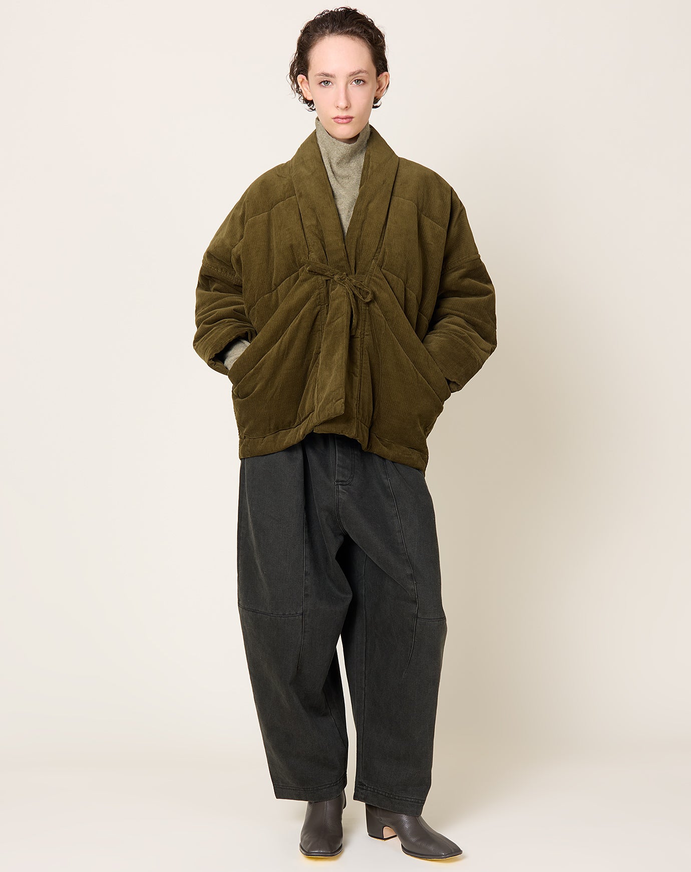 7115 by Szeki Corduroy Sumo Puffer in Olive