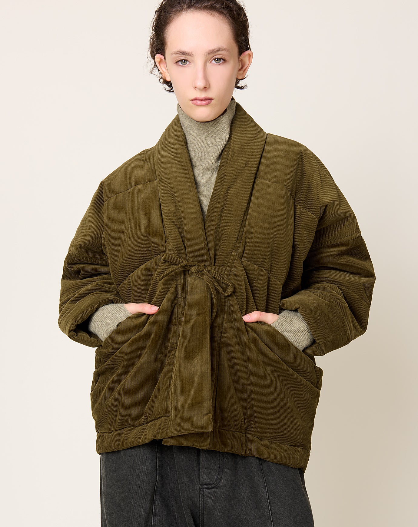 7115 by Szeki Corduroy Sumo Puffer in Olive