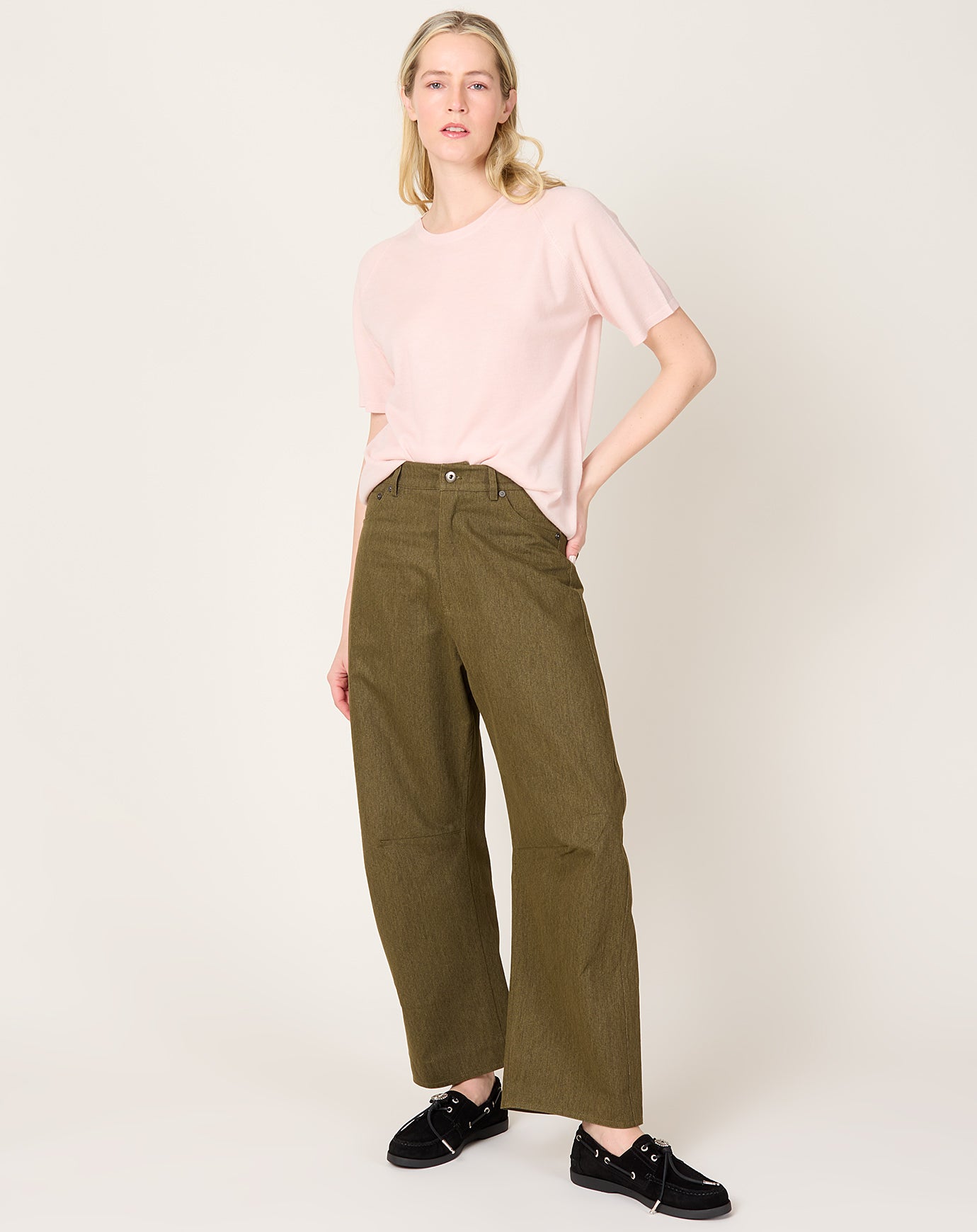 7115 by Szeki Curve Legged Work Trouser in Olive Green