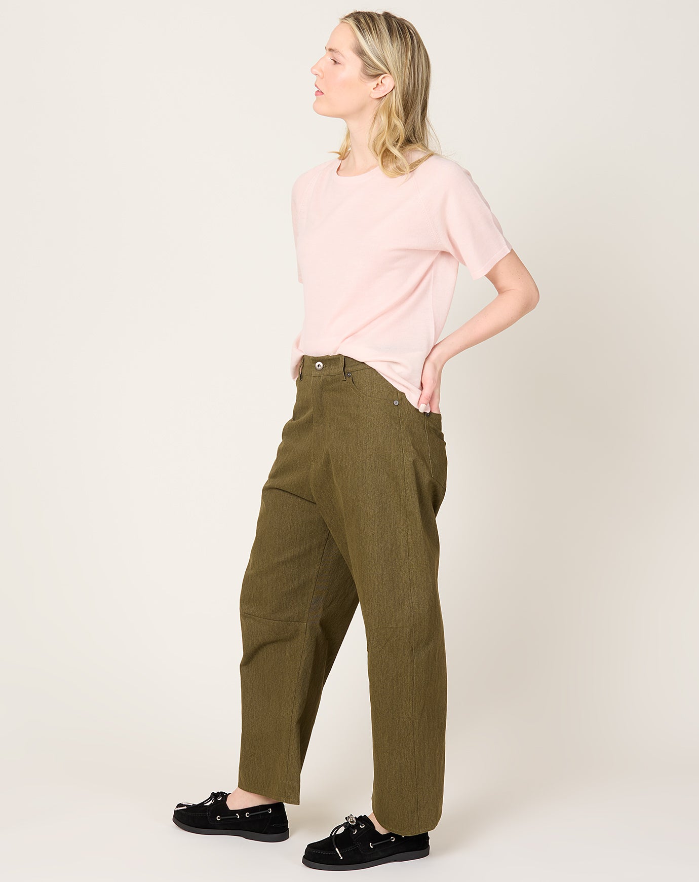 7115 by Szeki Curve Legged Work Trouser in Olive Green