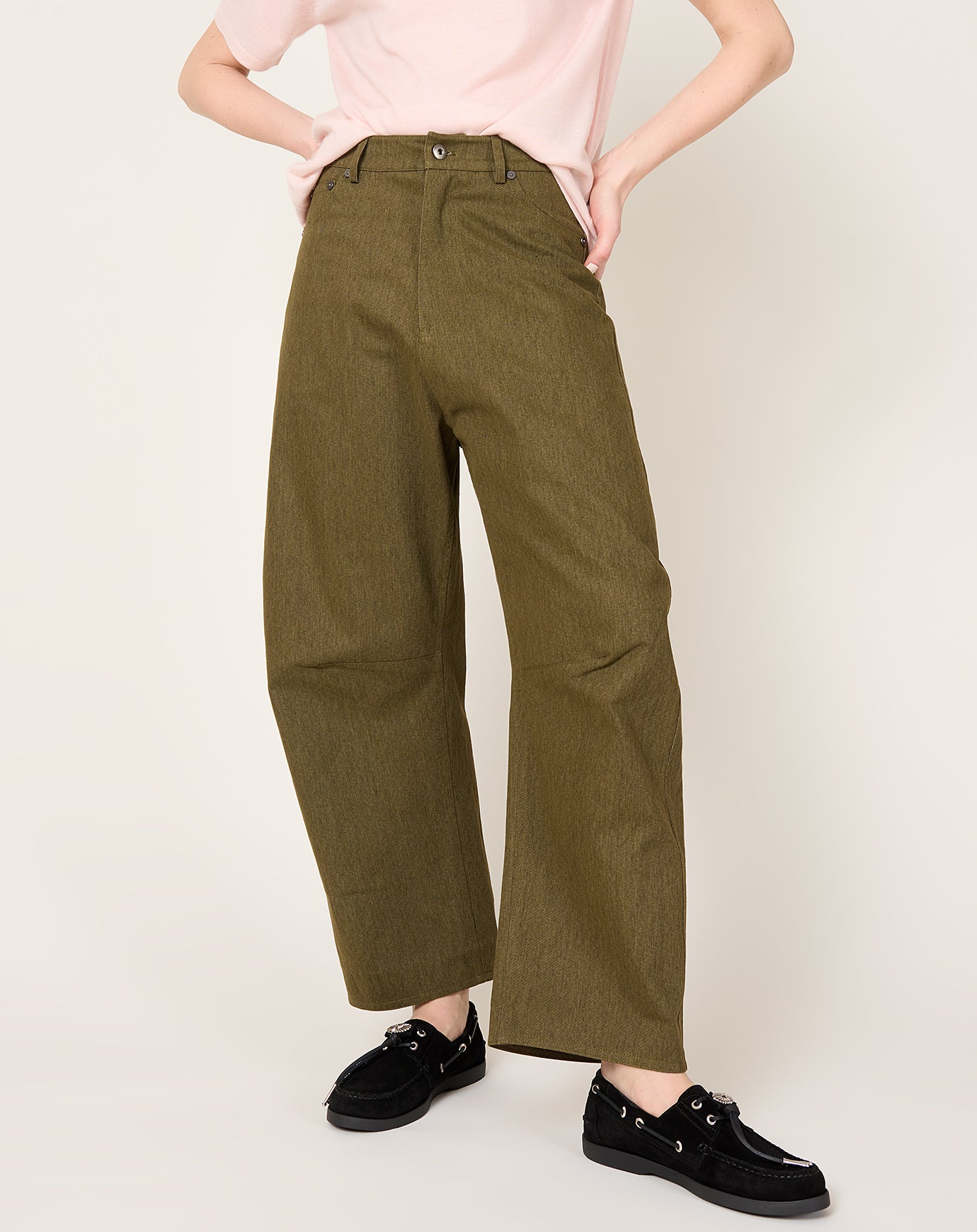 7115 by Szeki Curve Legged Work Trouser in Olive Green