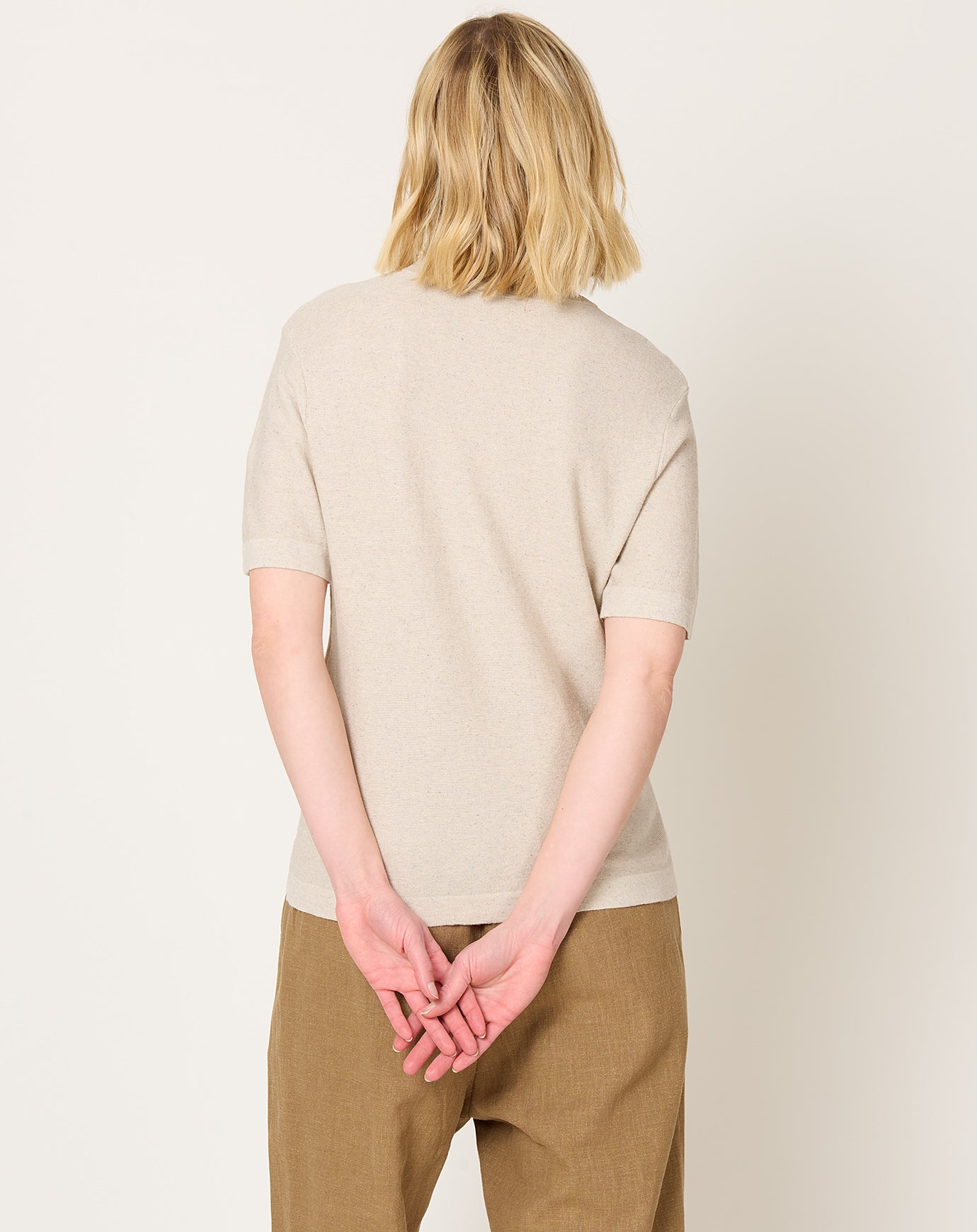 7115 by Szeki Fine Knit Tee in Speckle Beige
