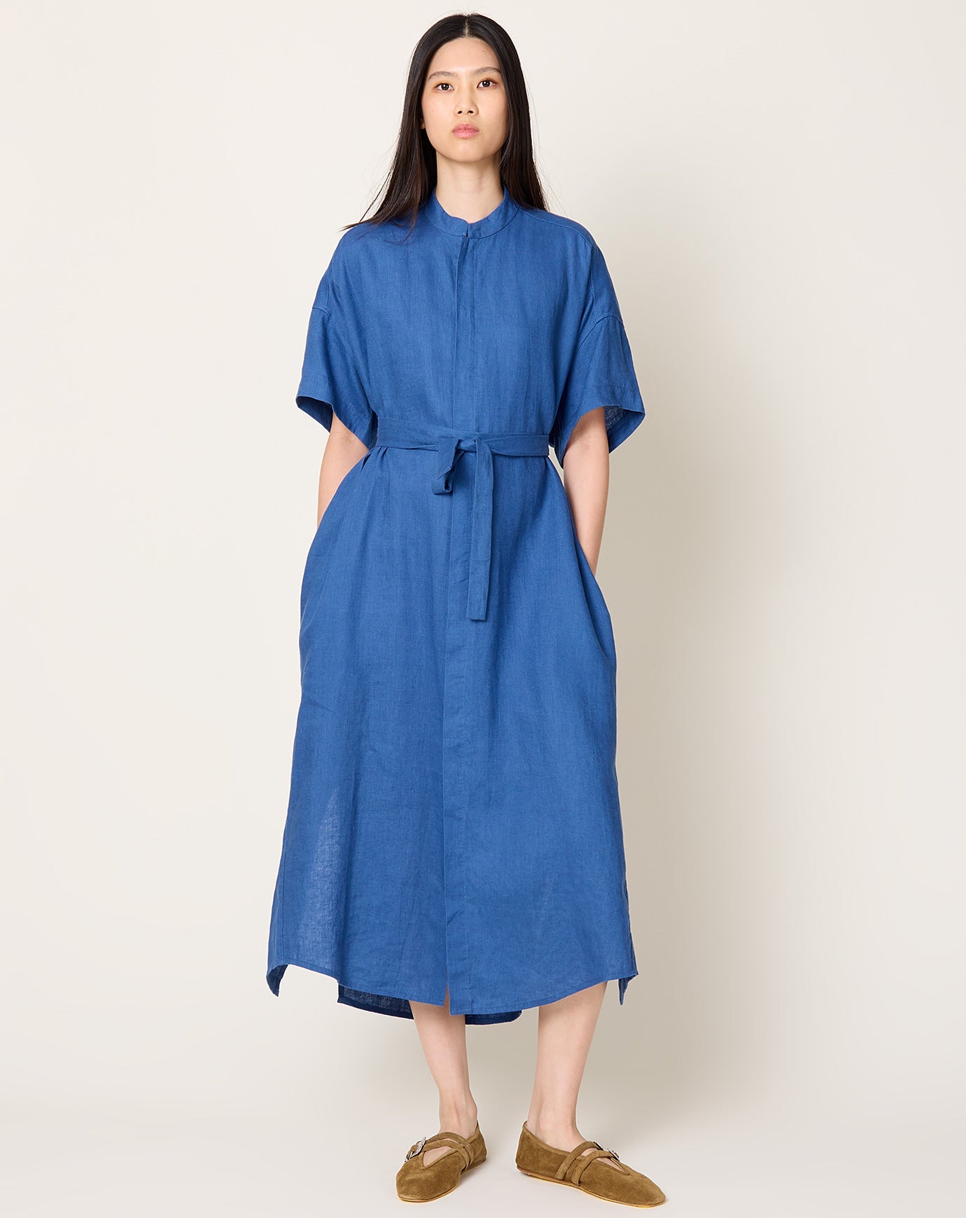 7115 by Szeki Linen Shirtdress in Cobalt