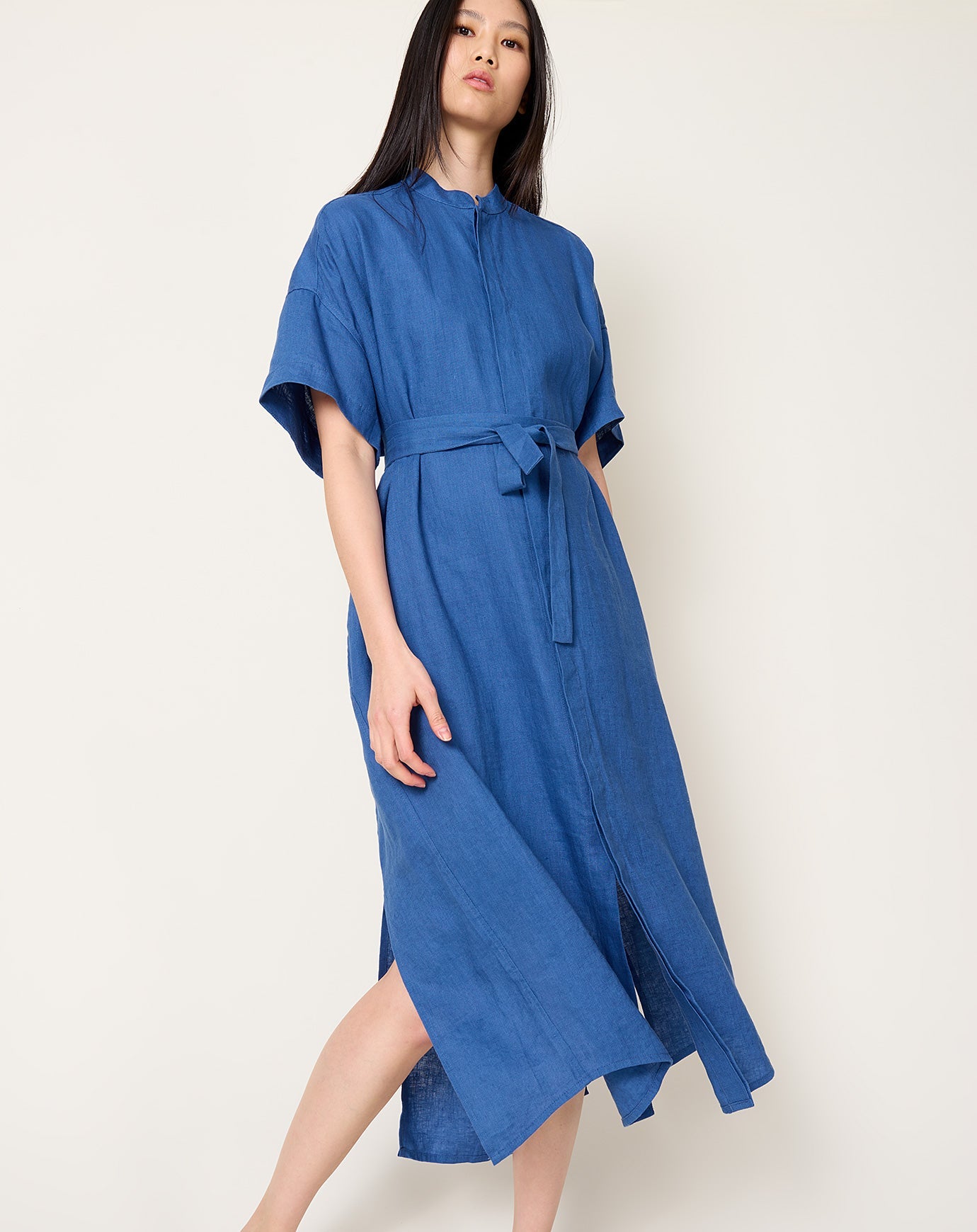7115 by Szeki Linen Shirtdress in Cobalt