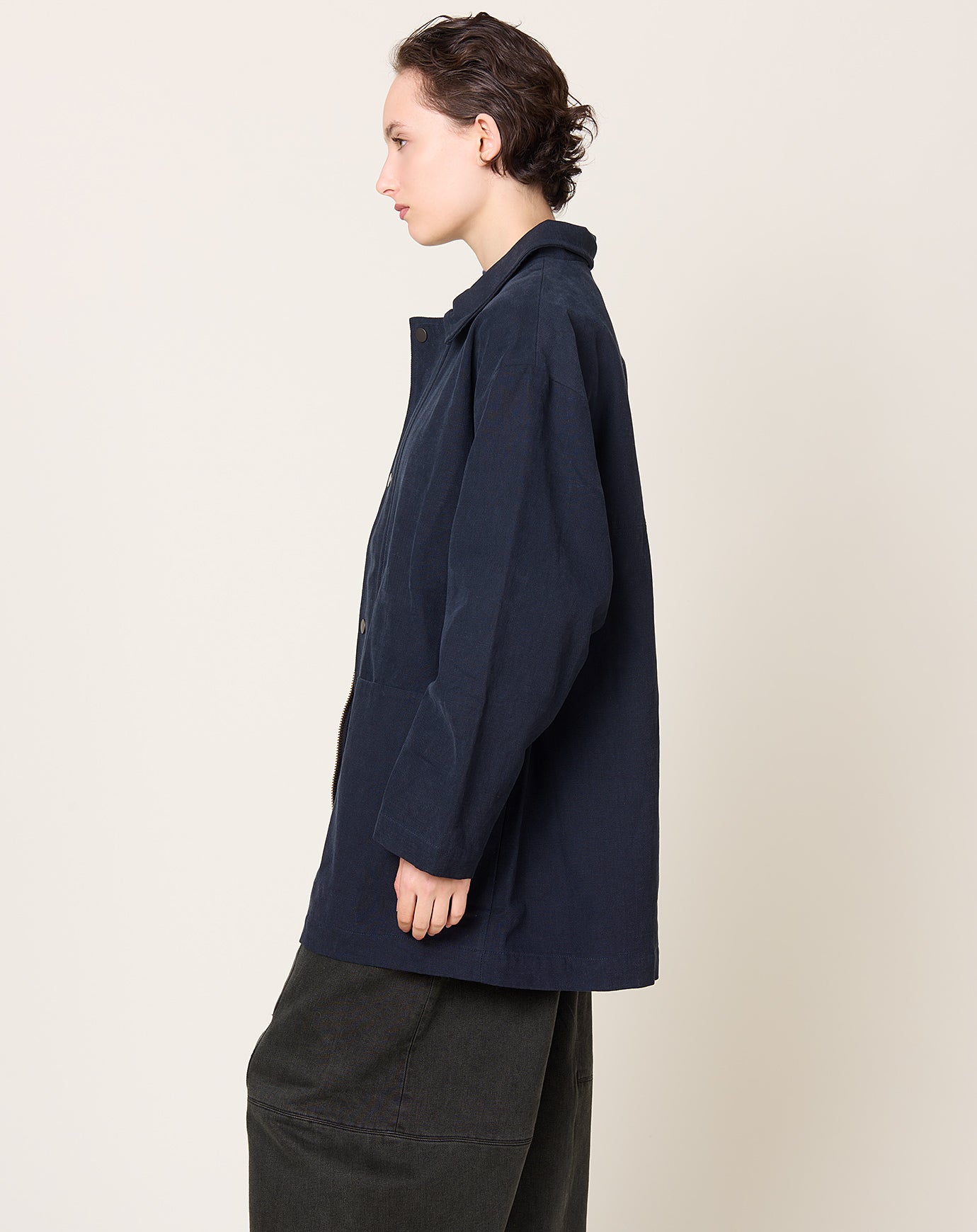7115 by Szeki Mid-Length Chore Coat in Navy