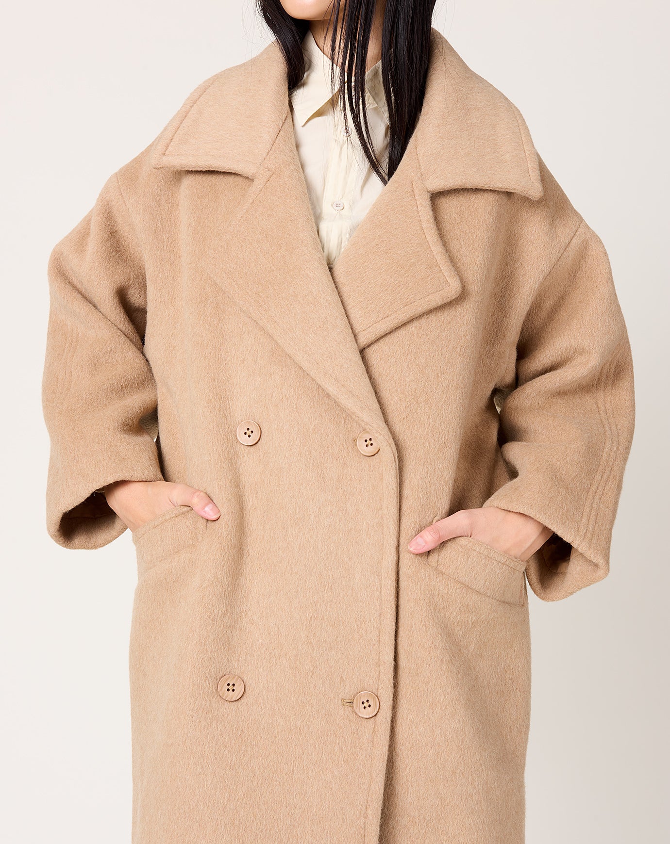 7115 by Szeki Oversized Wool Coat in Wheat