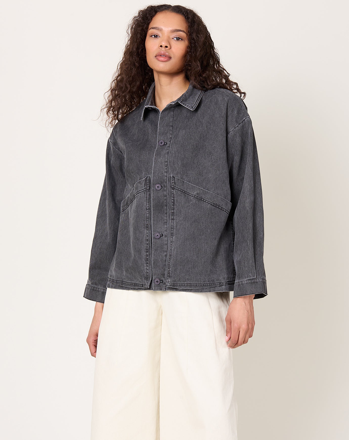 7115 by Szeki Signature Panel Pockets Jacket in Washed Black