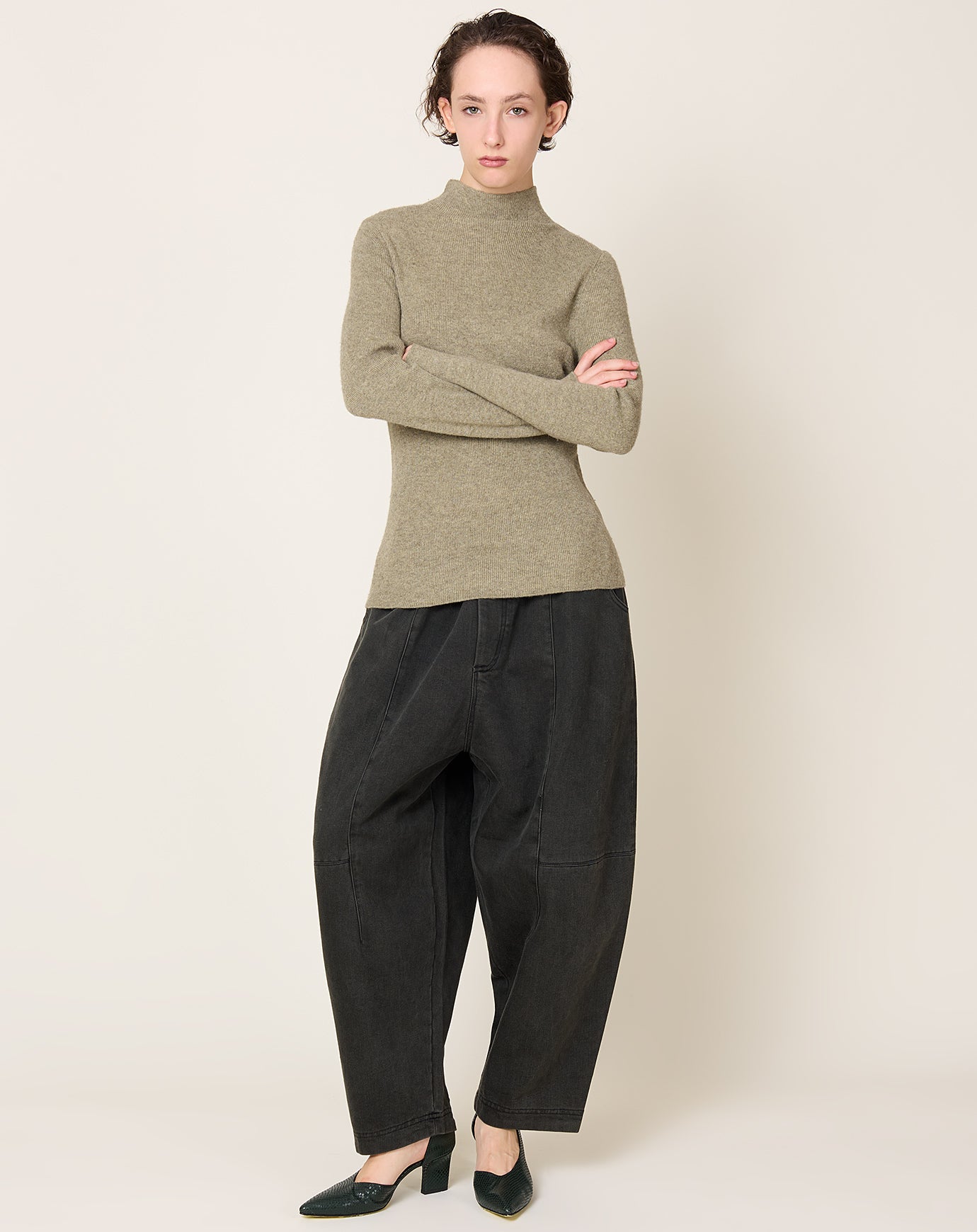 7115 by Szeki Yak Mock Neck Long Sleeve in Pistachio