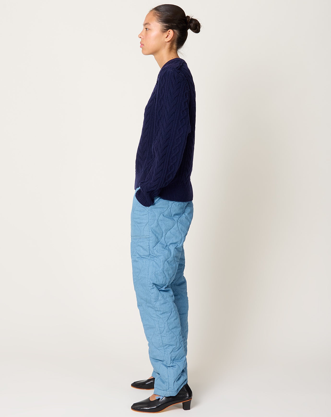 Taion Military Down Pants in Blue Denim