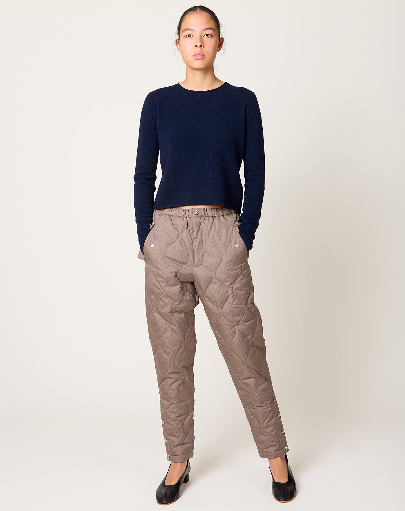 Taion Button Slit Down Pants in Dark Khaki