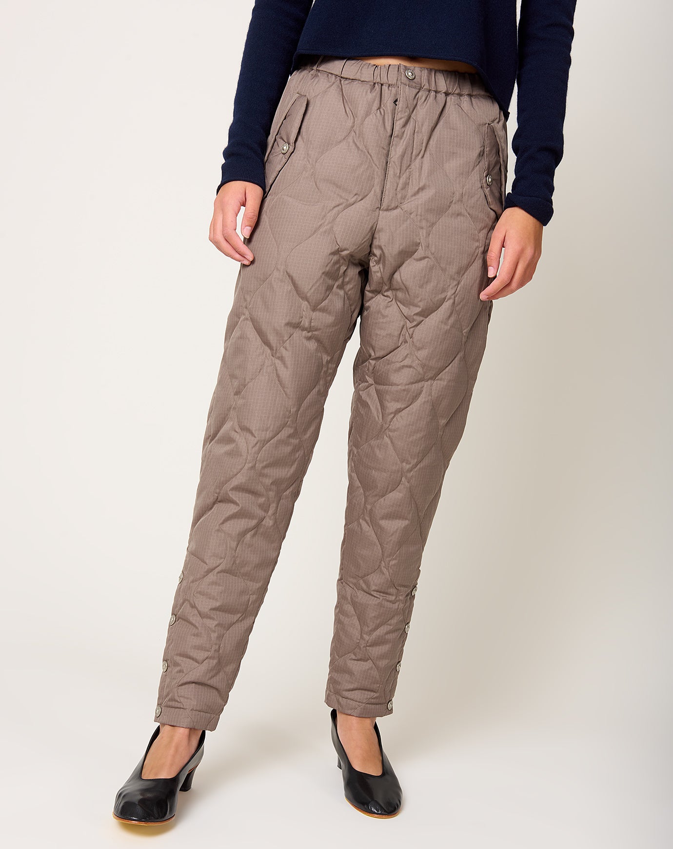 Taion Button Slit Down Pants in Dark Khaki