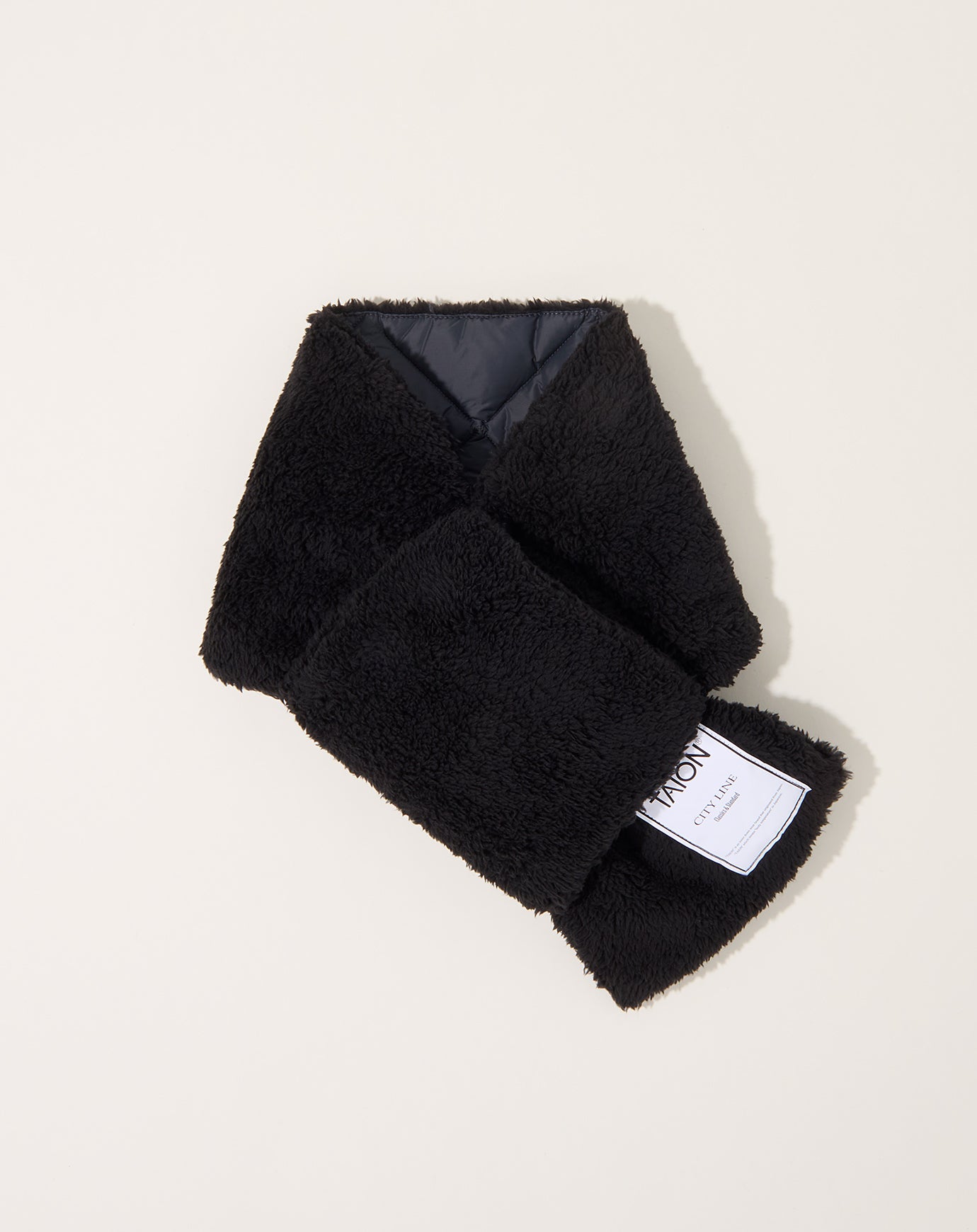 Taion City Reversible Down Scarf in Charcoal & Black