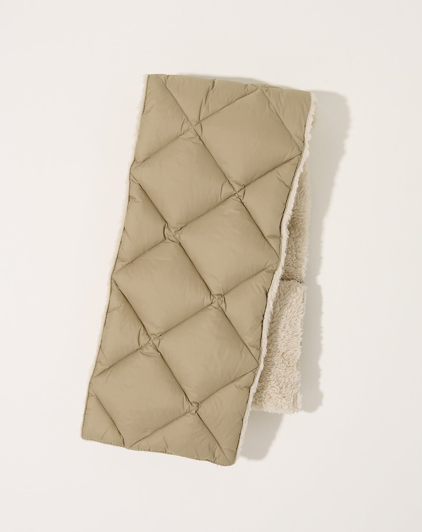 Taion City Reversible Down Scarf in Khaki & Beige