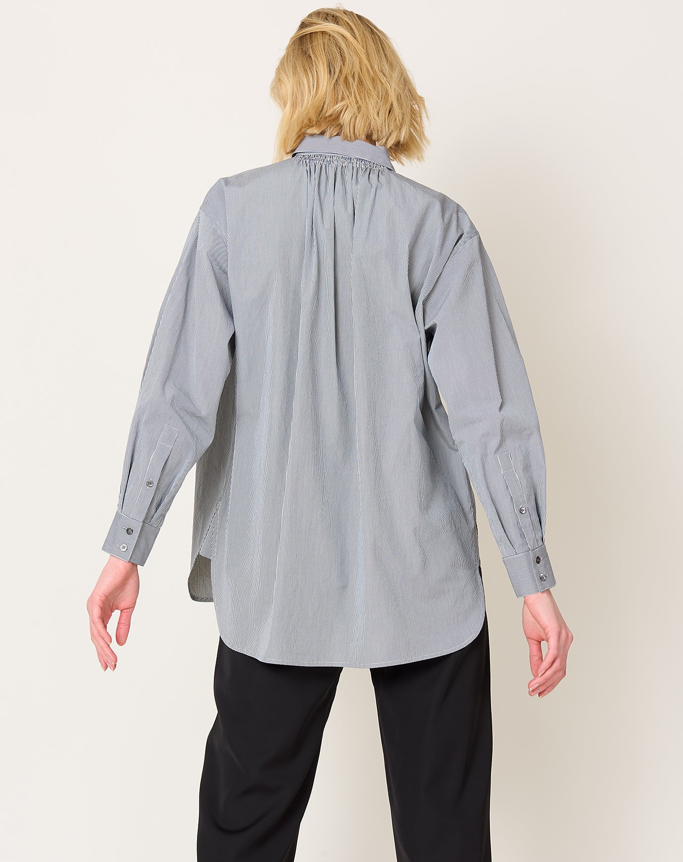 A'Court Portobello Blouse in Black Subtle Stripe