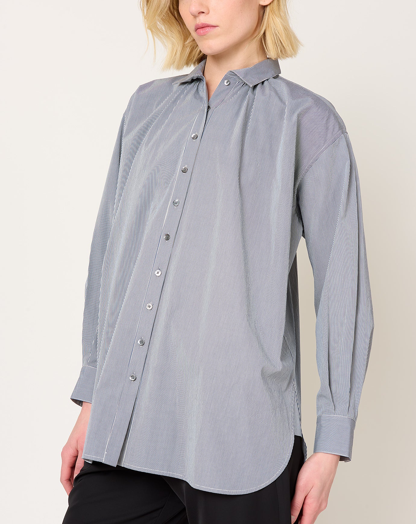 Portobello Blouse in Black Subtle Stripe