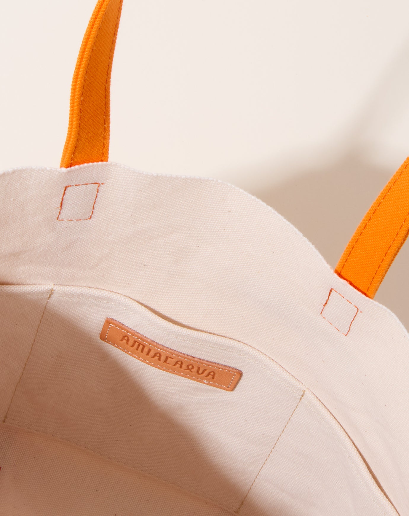 Amiacalva Washed Canvas 2 Tone Small Tote in Orange