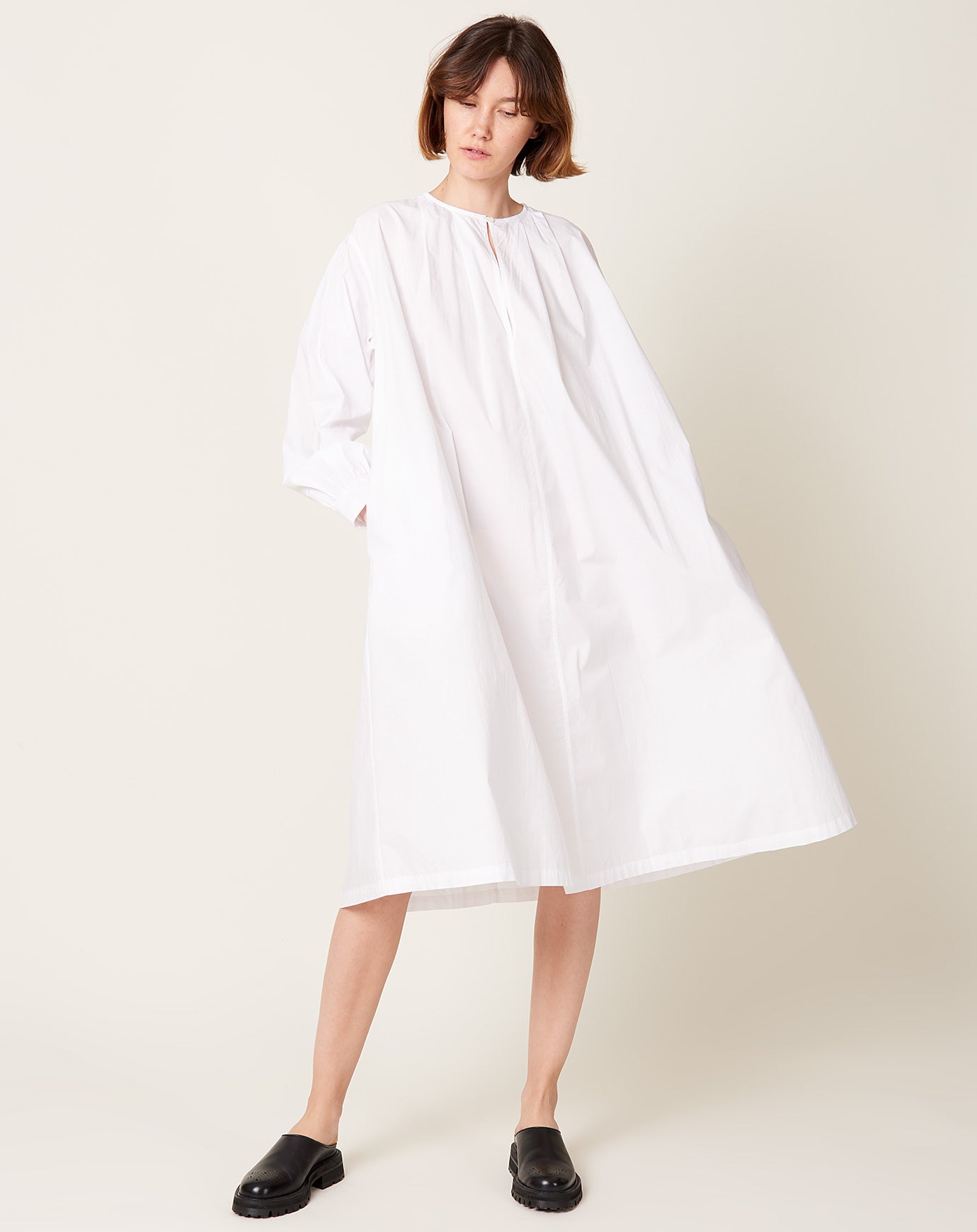 Anaak Almodis Long-Sleeve Dress in Chalk