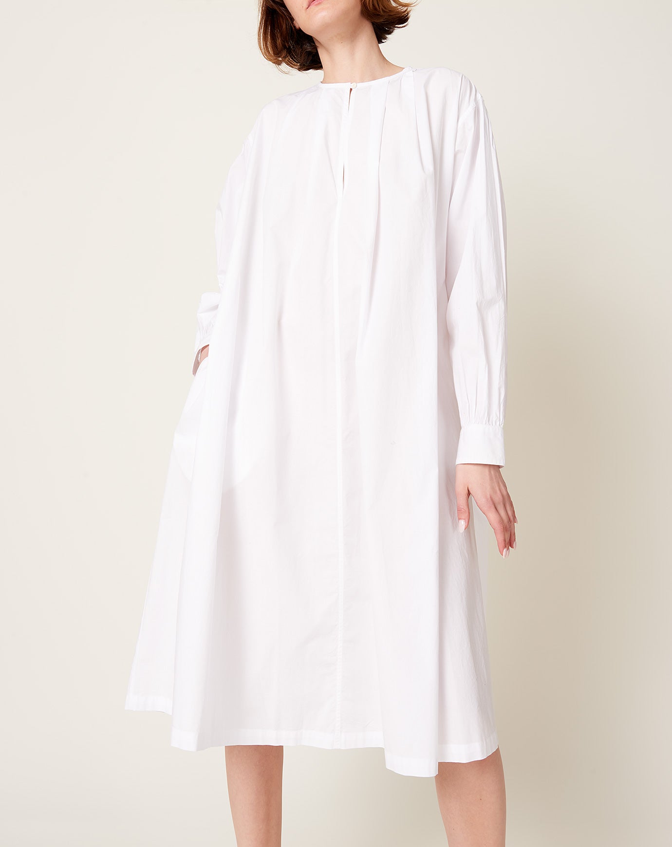 Anaak Almodis Long-Sleeve Dress in Chalk