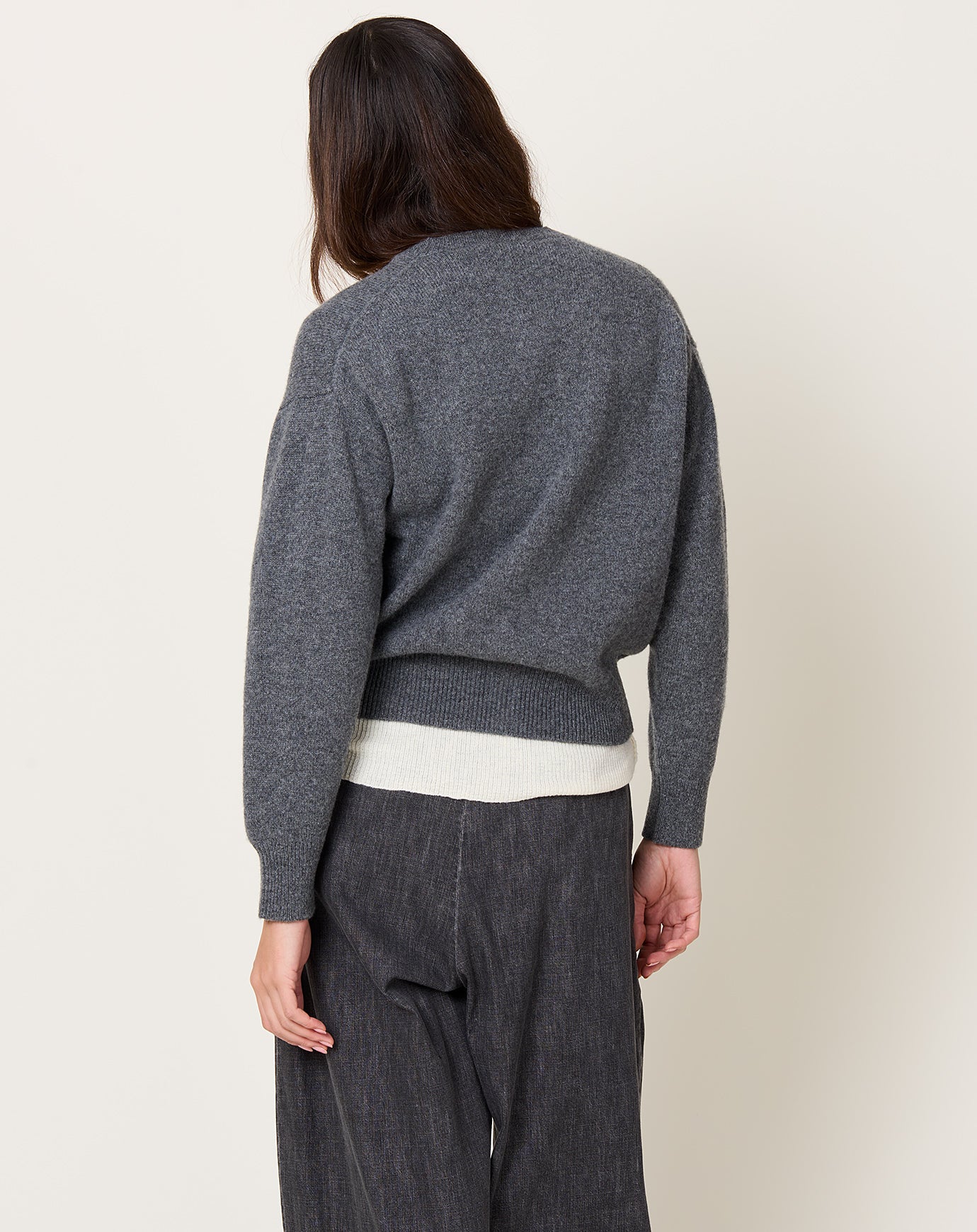&Daughter Ada Crewneck Cardigan in Derby Grey