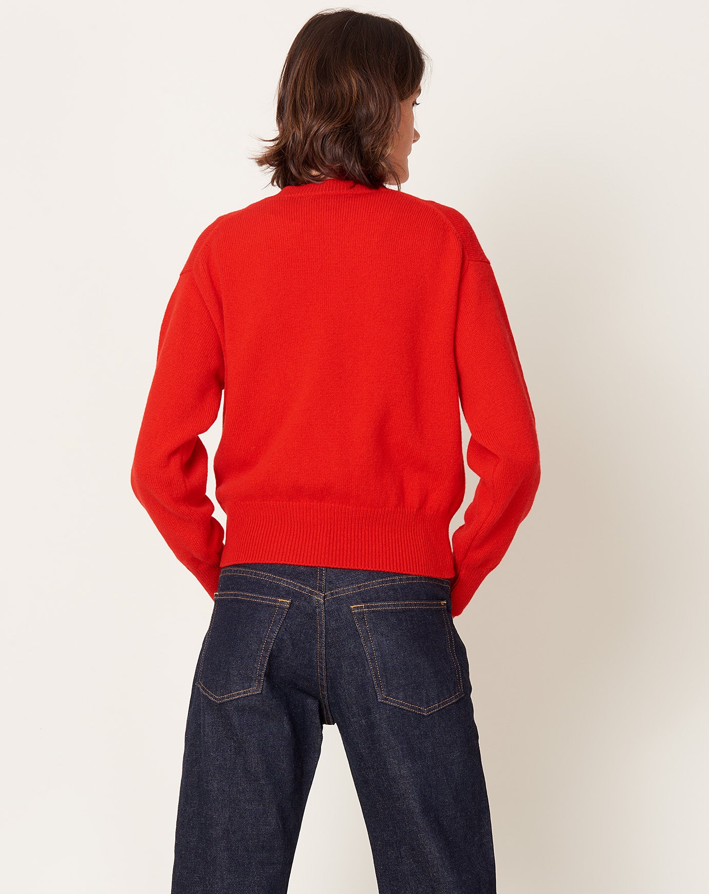 &Daughter Ada Crewneck Cardigan in Poppy Red