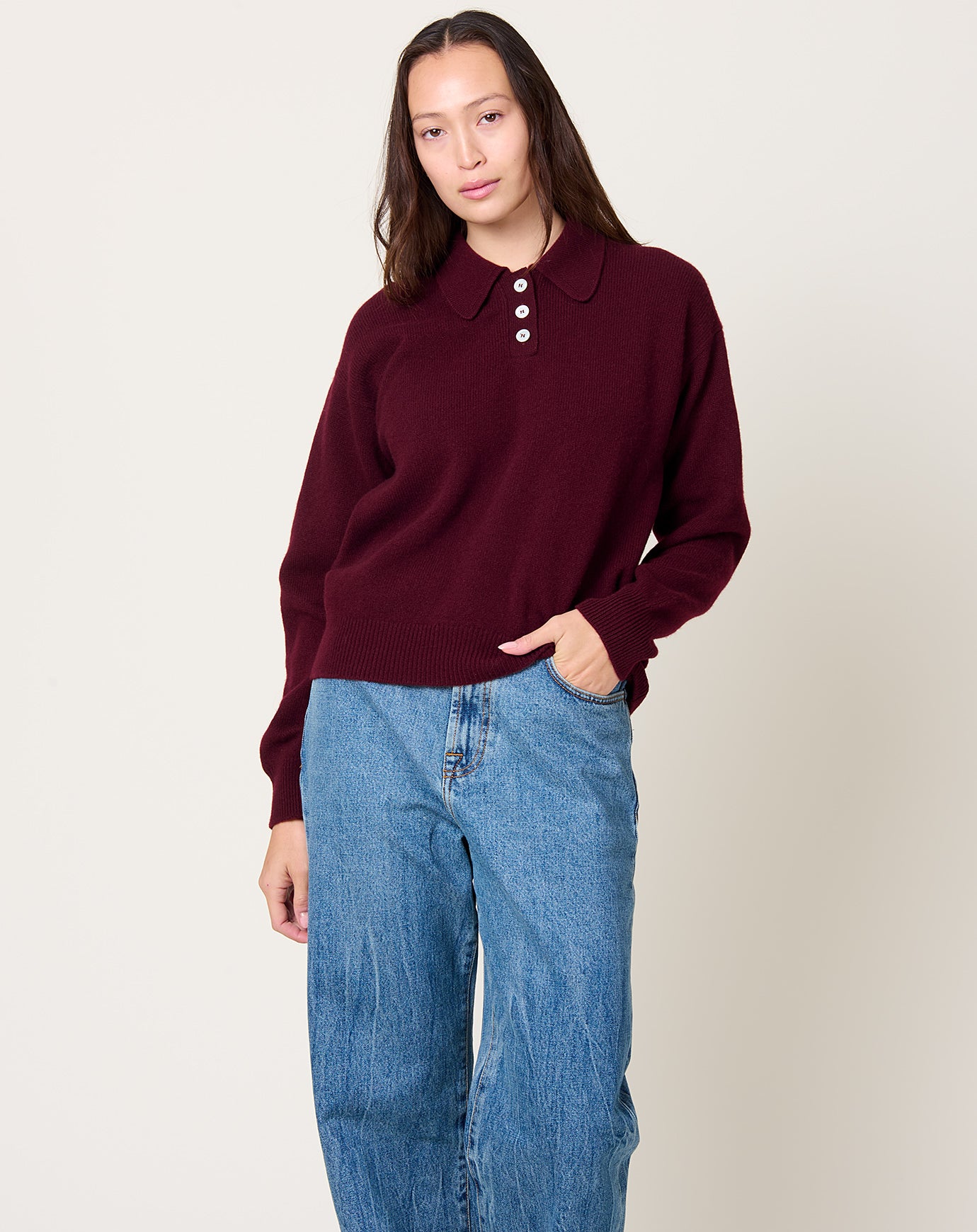 &Daughter Edith Polo in Burgundy