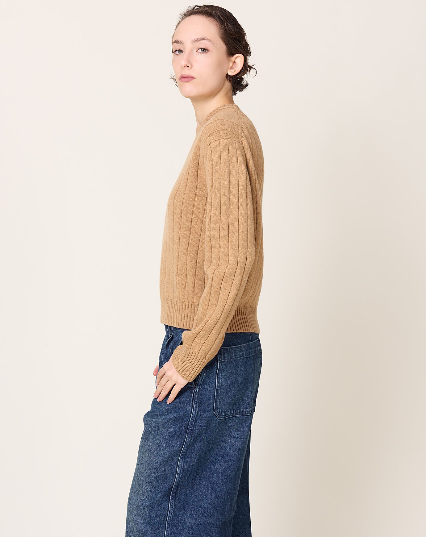 &Daughter Rooney Rib Crewneck in Camel